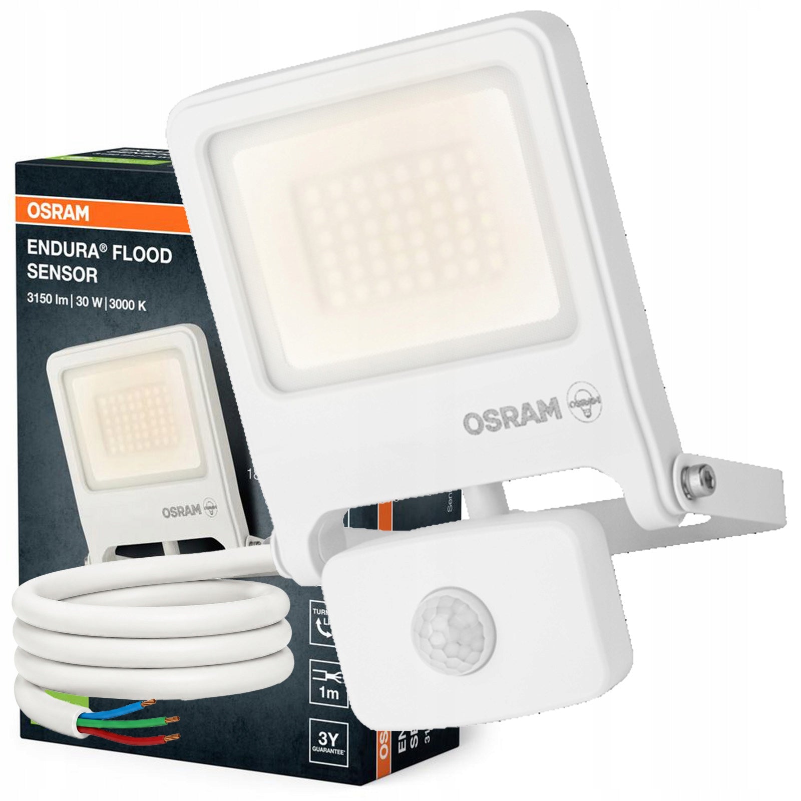 LED Floodlight Motion and Twilight Sensor 30W 3000K 3000lm IP44 Endura