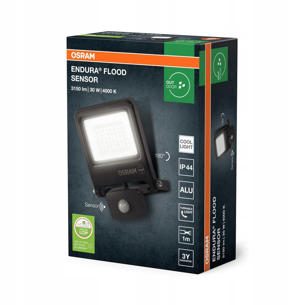 LED Floodlight Motion and Twilight Sensor 30W 4000K 3000lm IP44 Endura Brand Osram