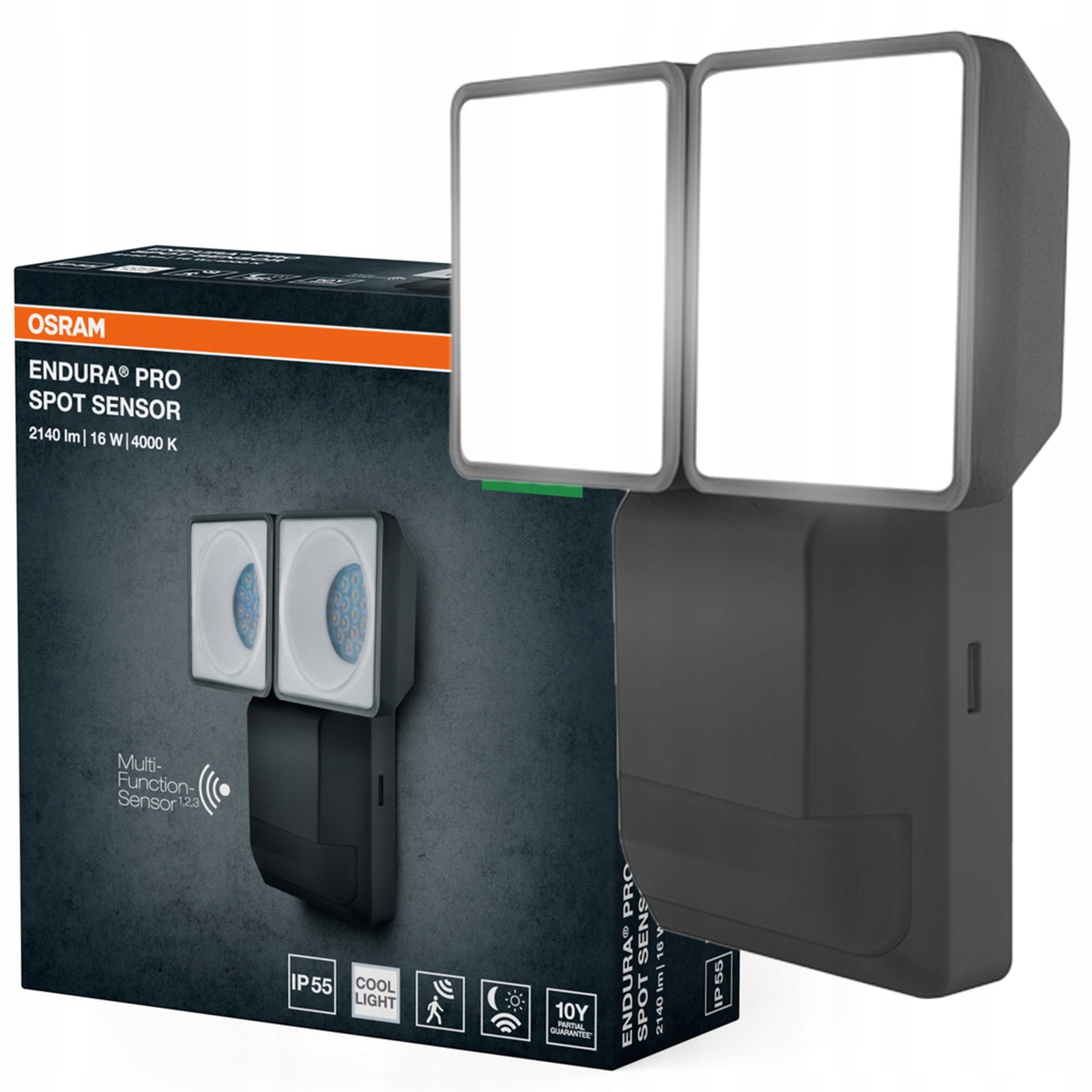 LED Floodlight Outdoor LED Lamp Twilight Motion Sensor 16W 4000K IP55