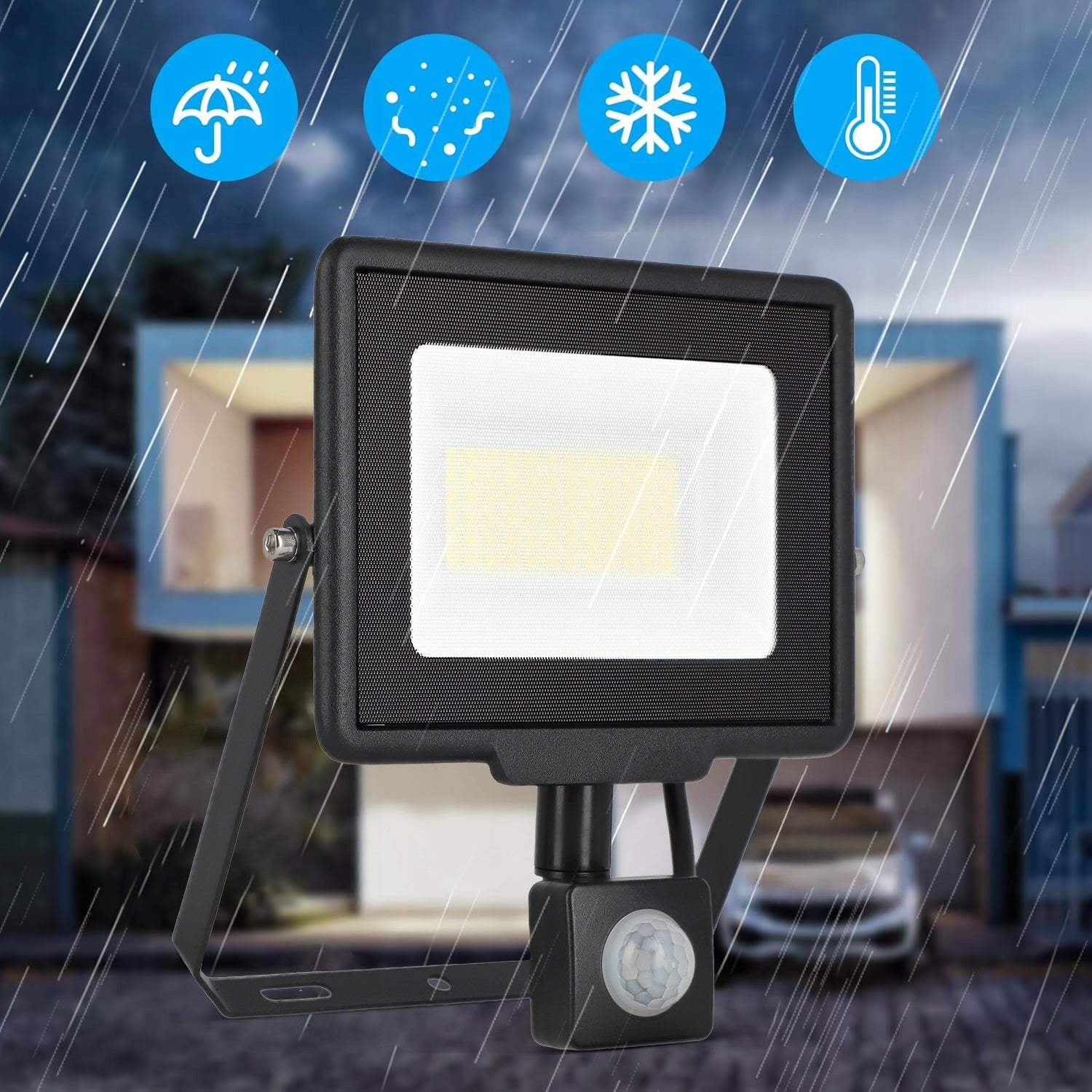 LED Floodlight SLIM 50W Halogen with Twilight Motion SENSOR Headlight IP65 Brand Smartled