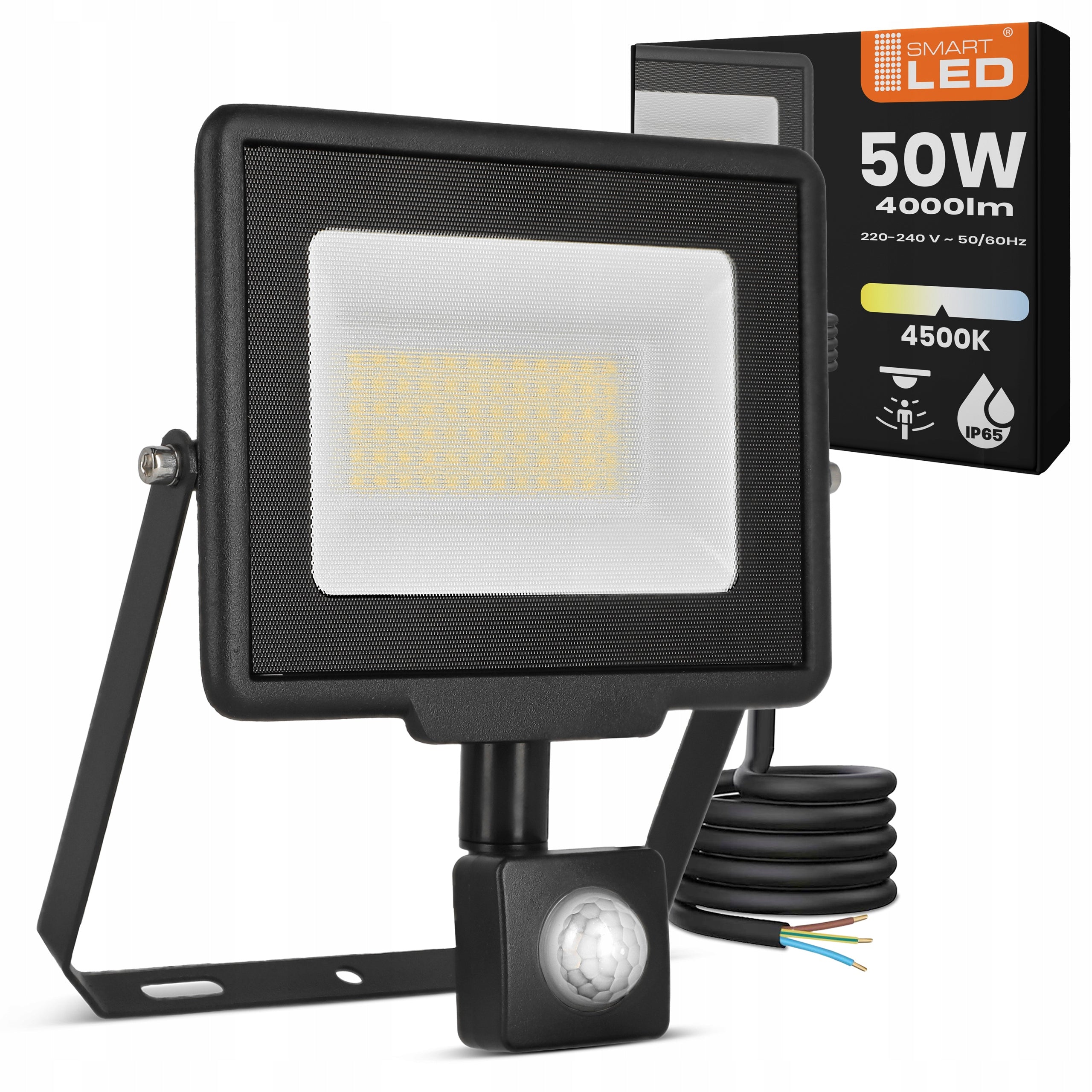 LED Floodlight SLIM 50W Halogen with Twilight Motion SENSOR Headlight IP65