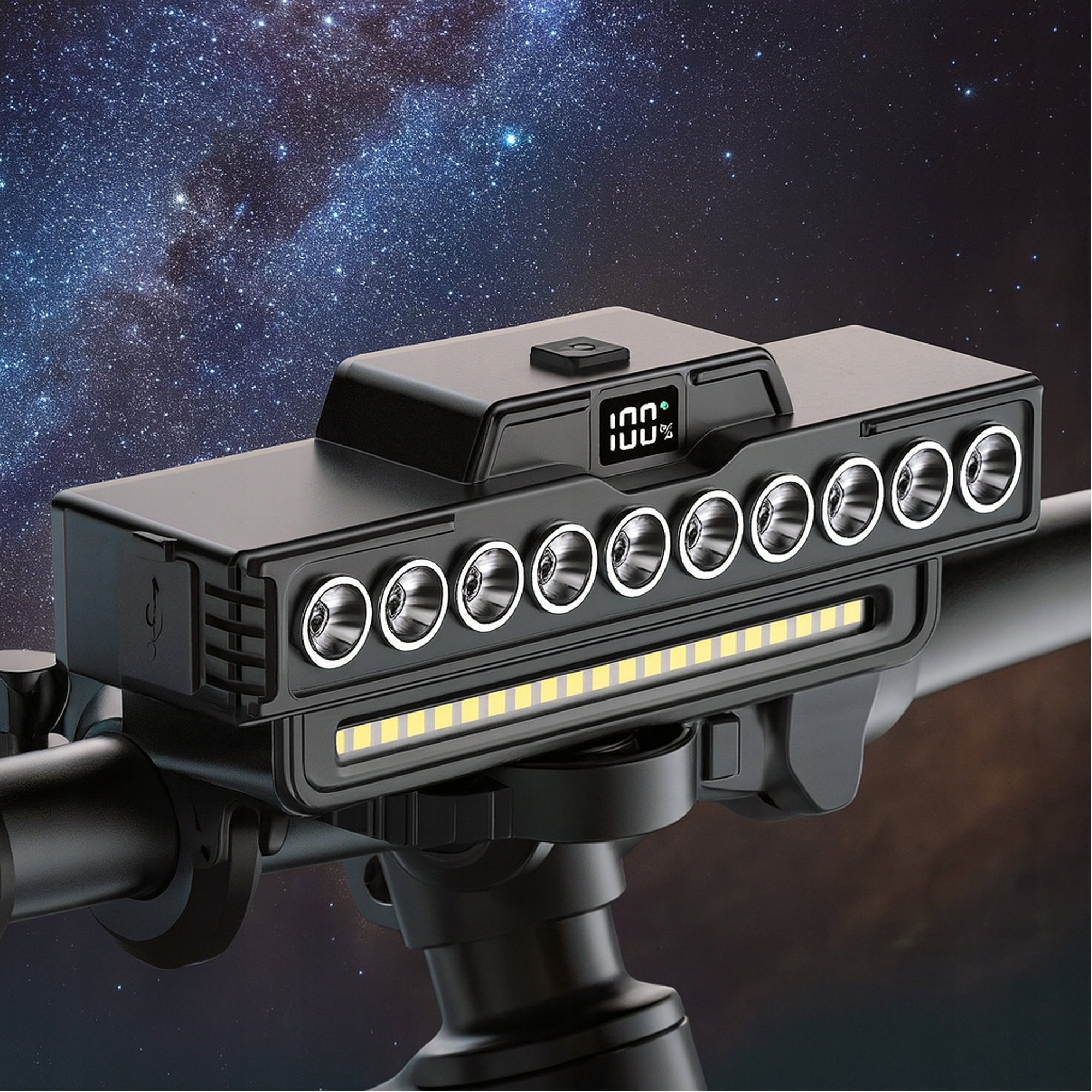 LED Front Bicycle Light For Bike Front 7 Modes USB C Strong Light Kind rear-facing
