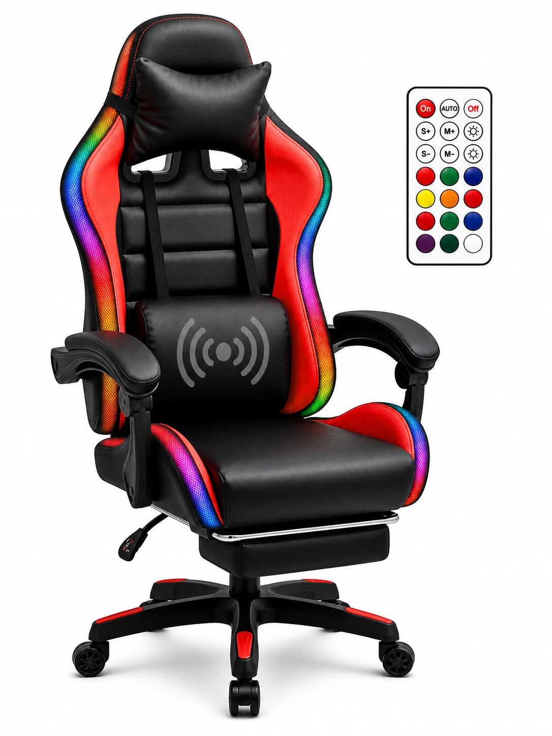 LED GAMING CHAIR WITH OFFICE MASSAGE Rotating Bucket Chair For Player
