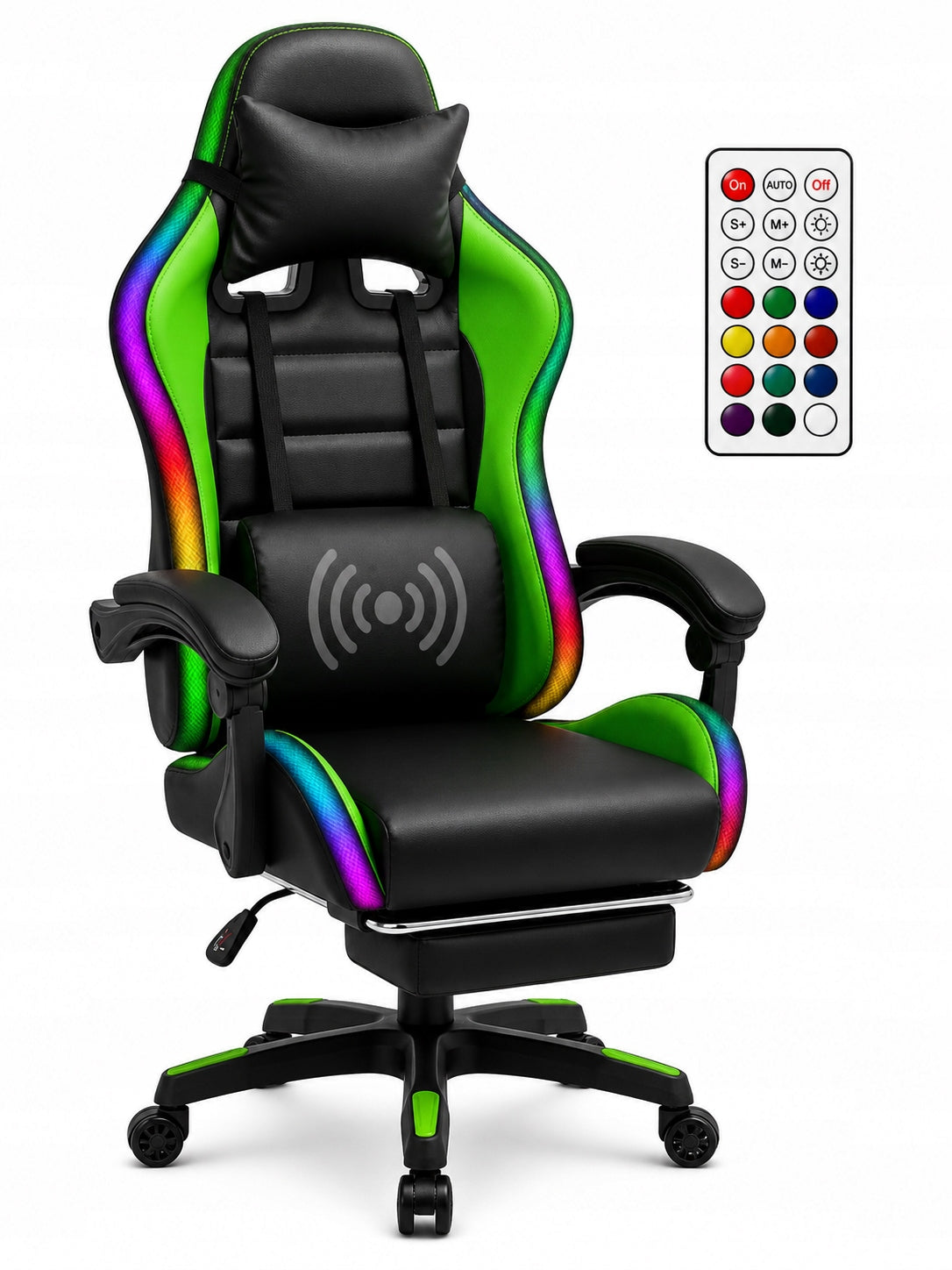LED GAMING CHAIR WITH OFFICE MASSAGE Rotating Bucket Chair For Player