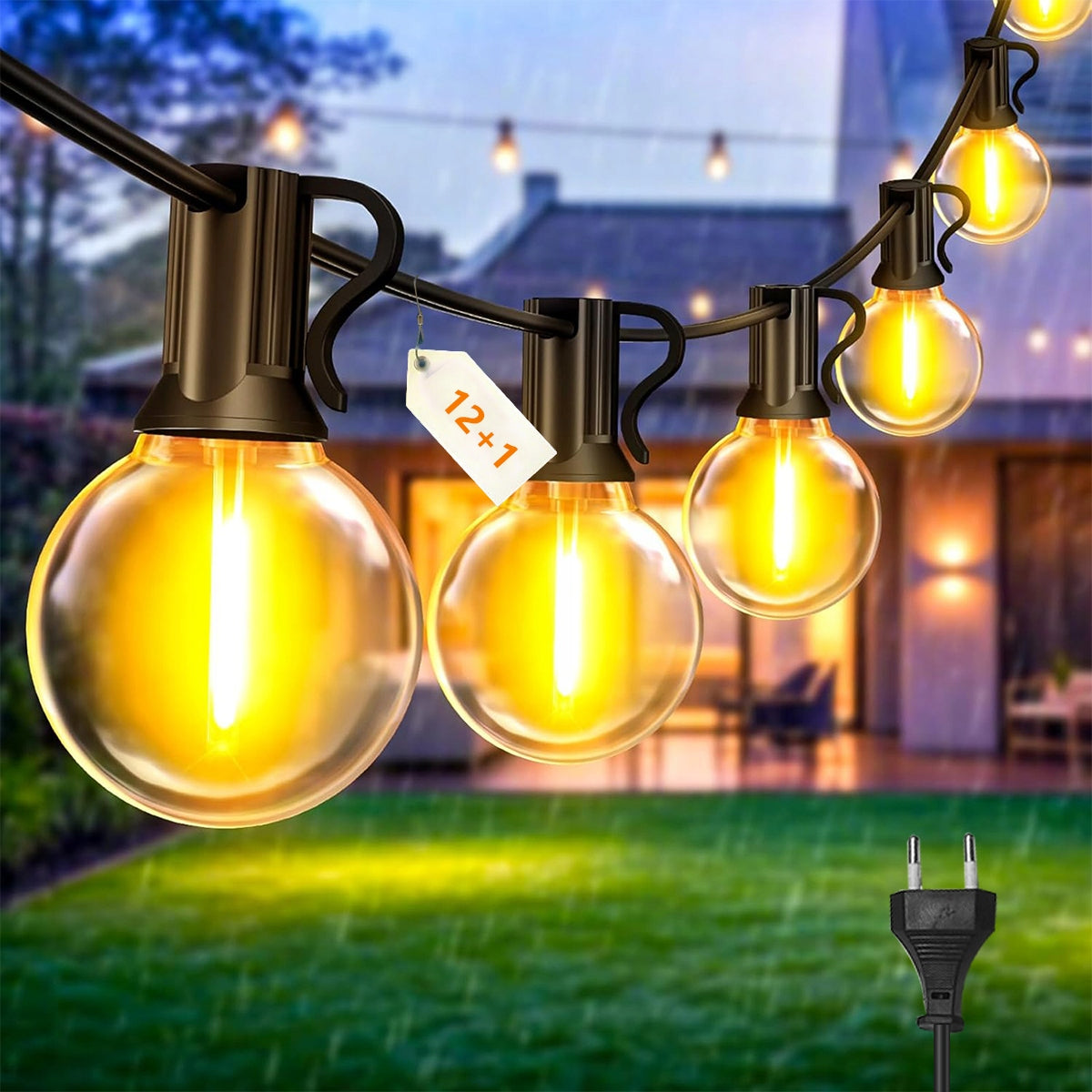LED GARLAND LIGHT GARDEN LIGHTS 10M 13 BULBS WATERPROOF OUTDOOR Length 10 cm