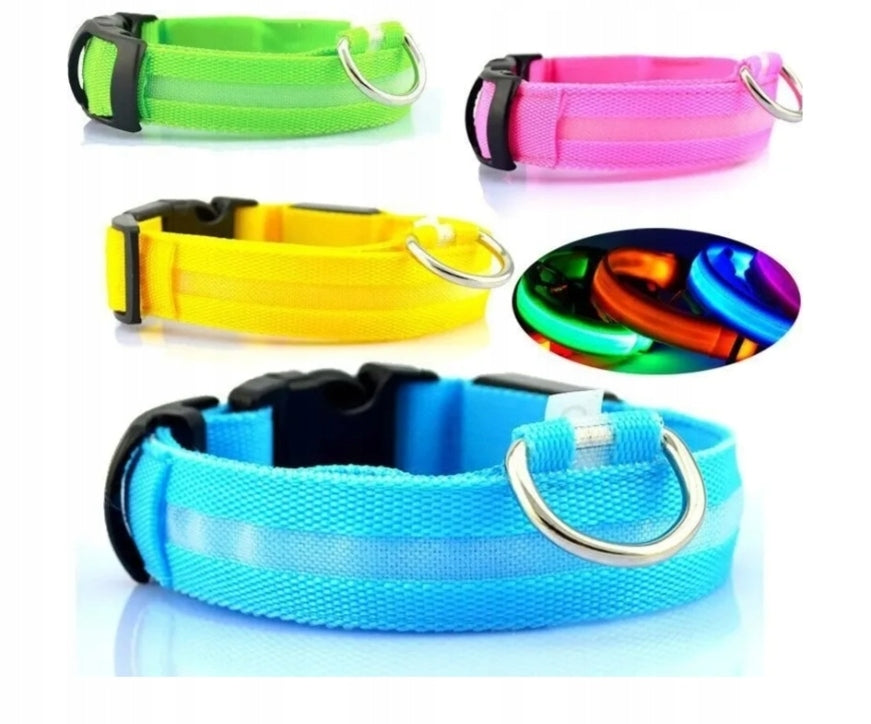 LED GLOWING COLLAR FOR CAT DOG WEBBING COLORS L