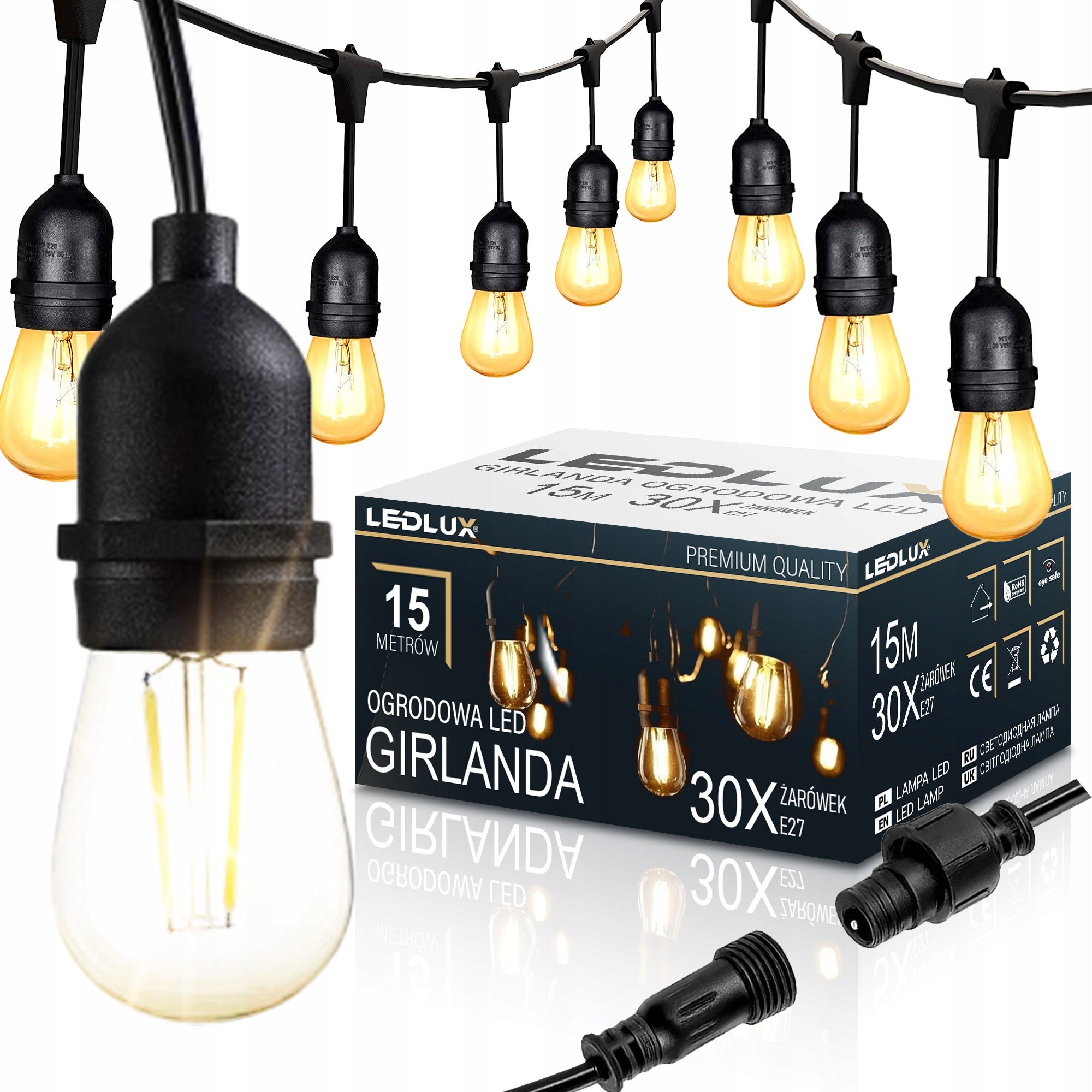 LED Garden Light GARLAND 1W 15m 30xE27