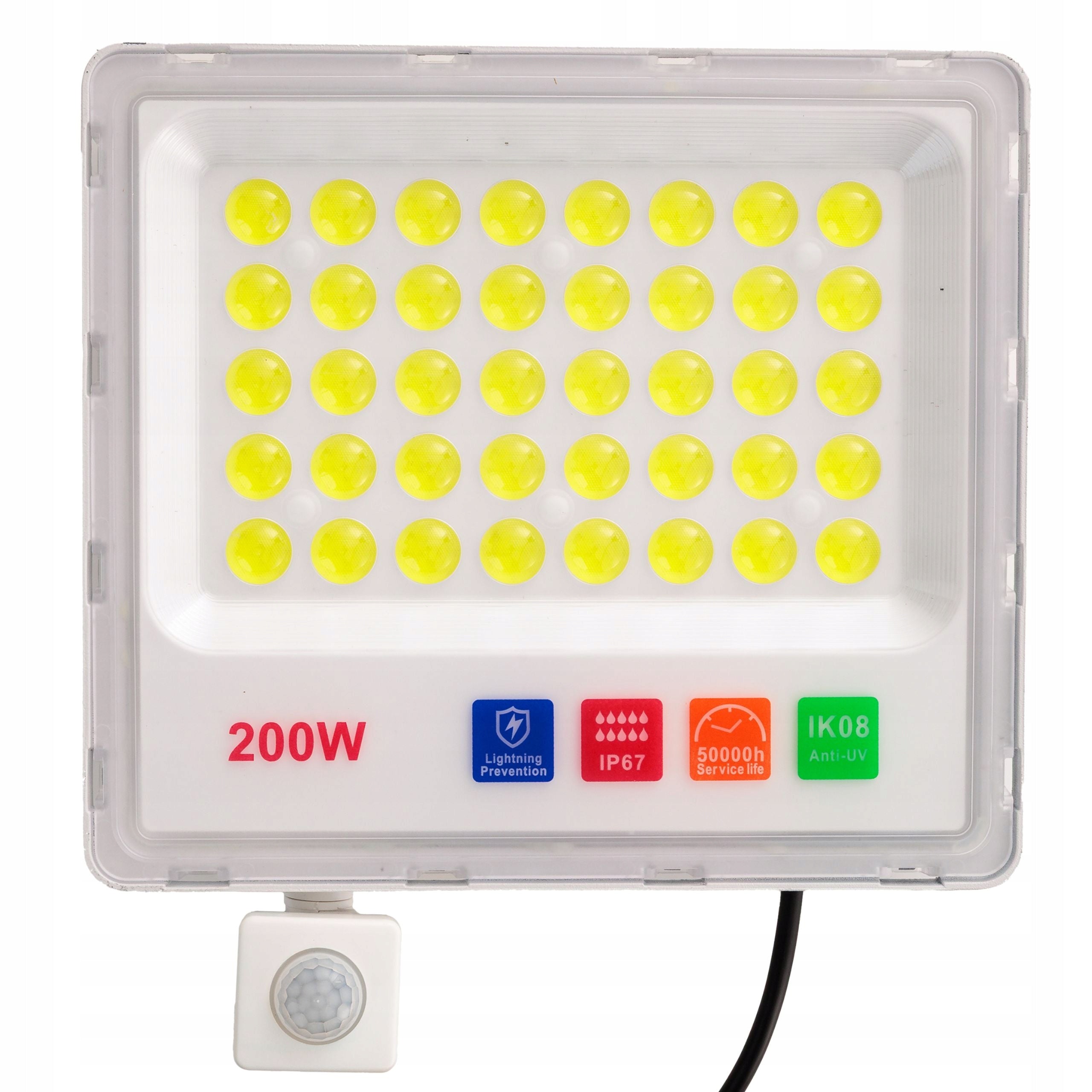 LED HALOGEN FLOODLIGHT 200W COB LAMP WITH IP67 DUSK MOTION SENSOR