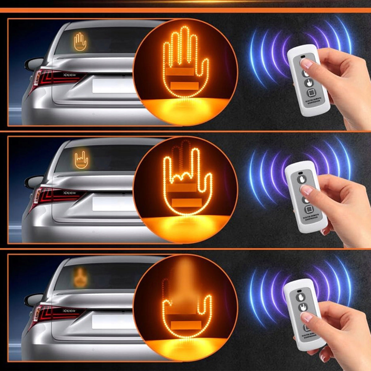 LED Hand for Car Rear Window Gesture Indicator Middle Finger Pilot Brand no brand