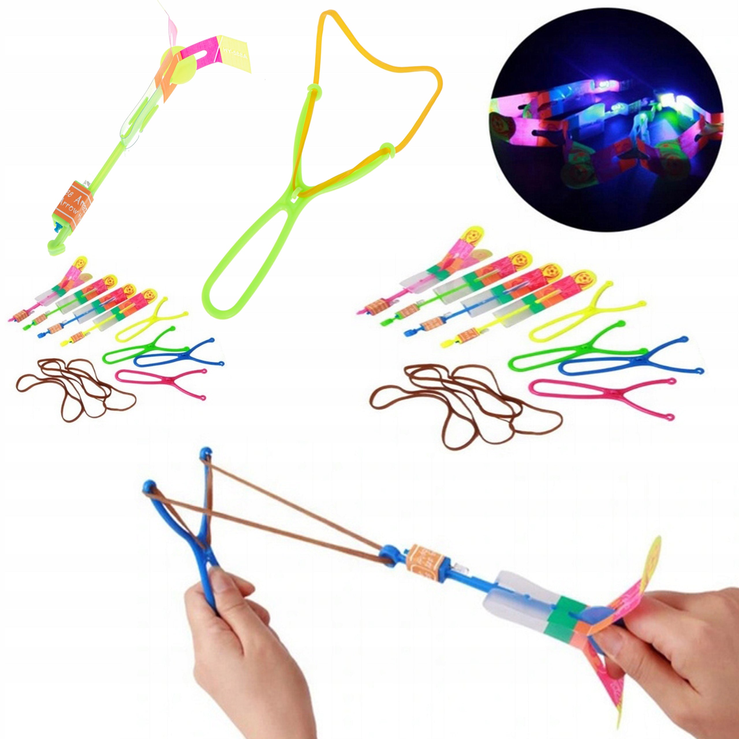 LED Helicopter Glowing PROCA AVATAR Flying Sling Windmill Set of 10pcs