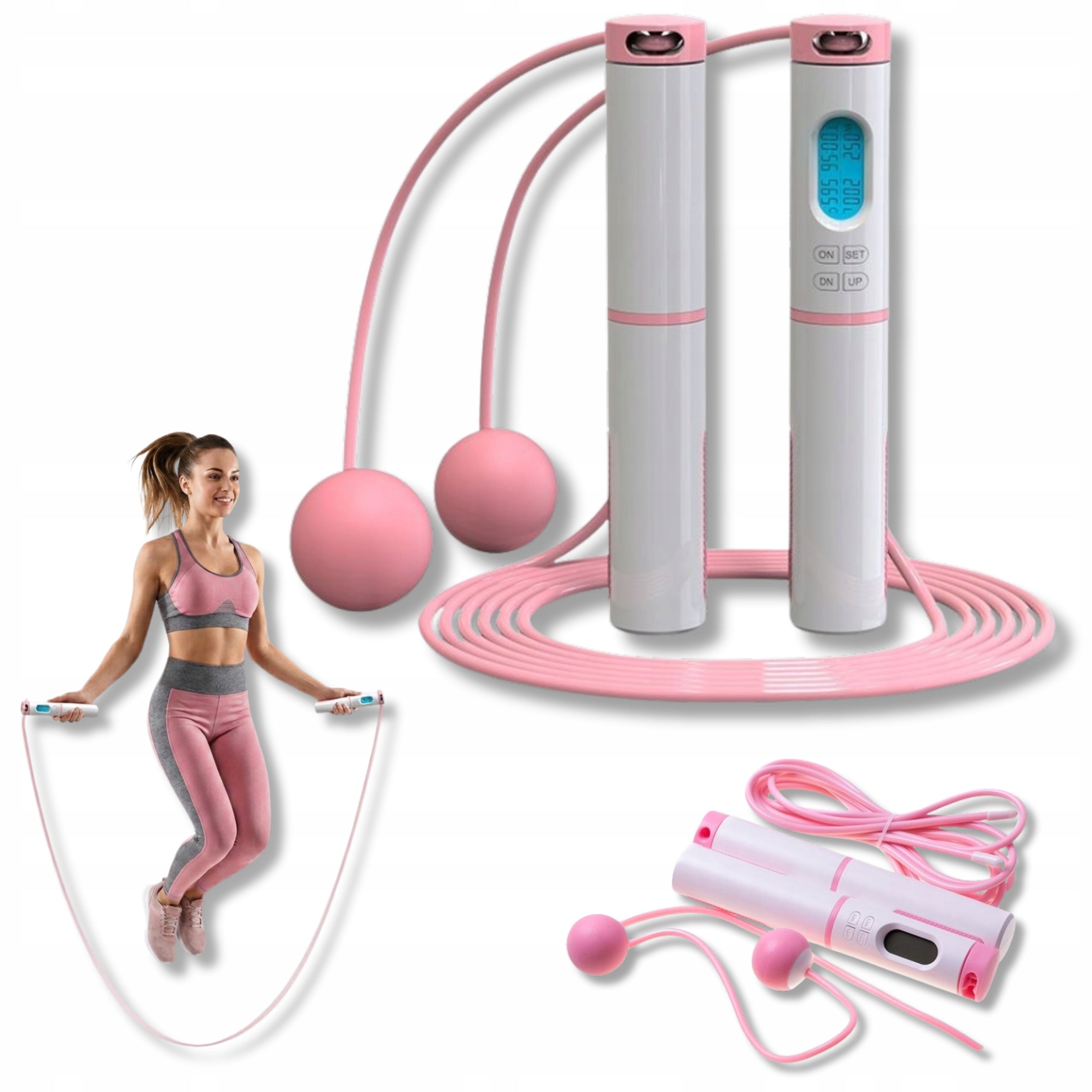 LED JUMP ROPE WITH COUNTER SPORTS PINK UNIVERSAL FOR GYM FOR HOME