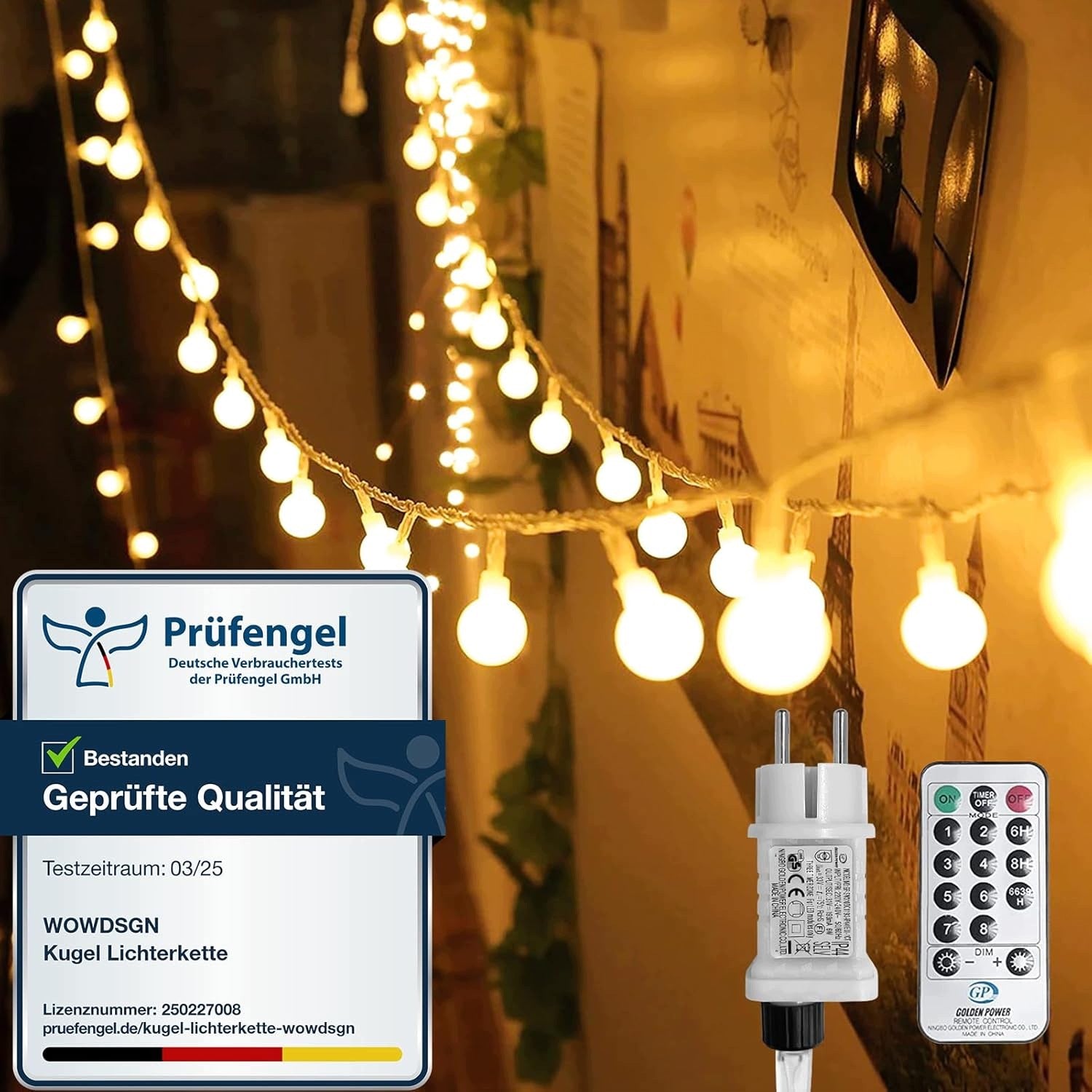 LED LIGHT CHAIN 30M WITH BALLS 8 MODES REMOTE CONTROL