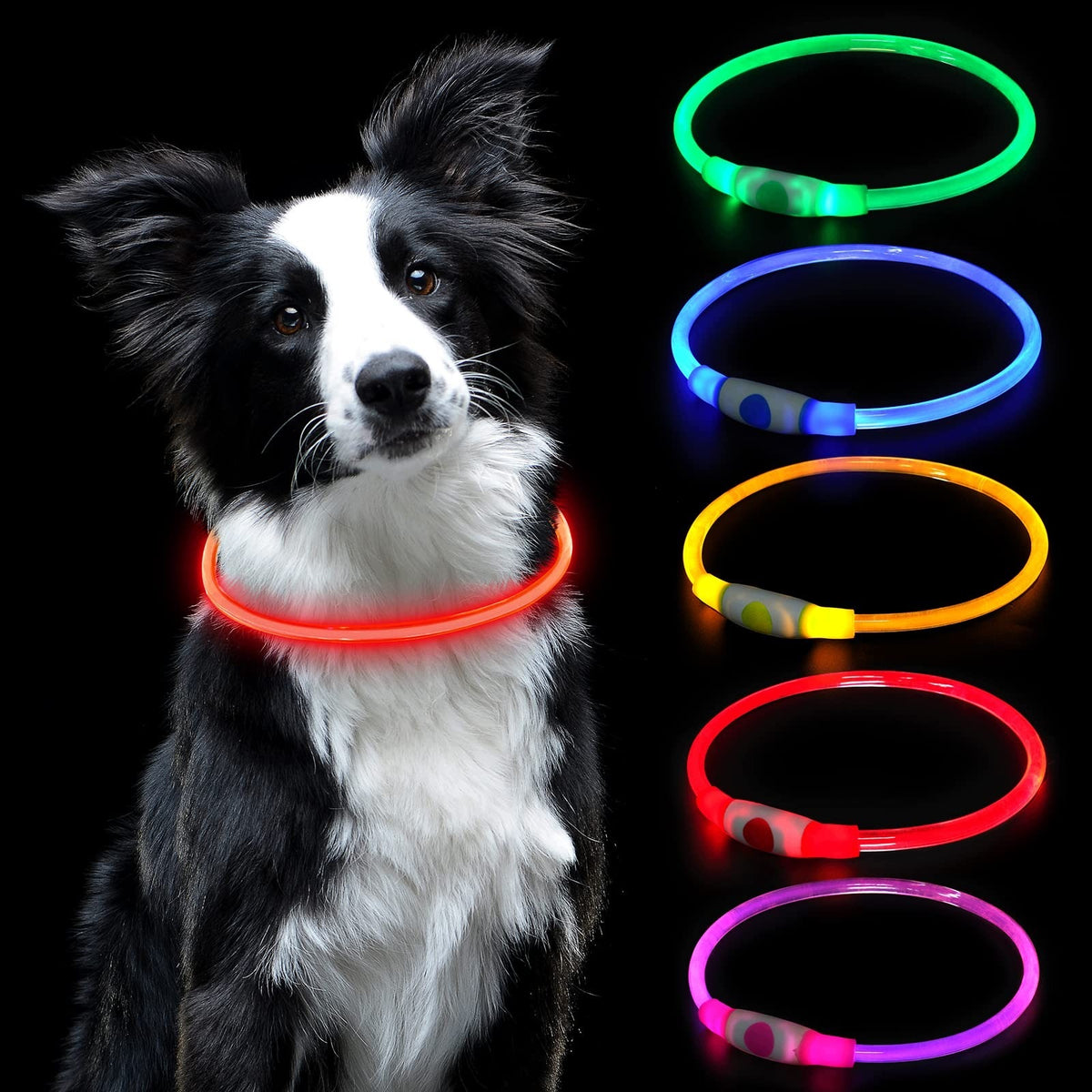 LED LIGHT COLLAR FOR DOG AND CAT USB ADJUSTABLE RED