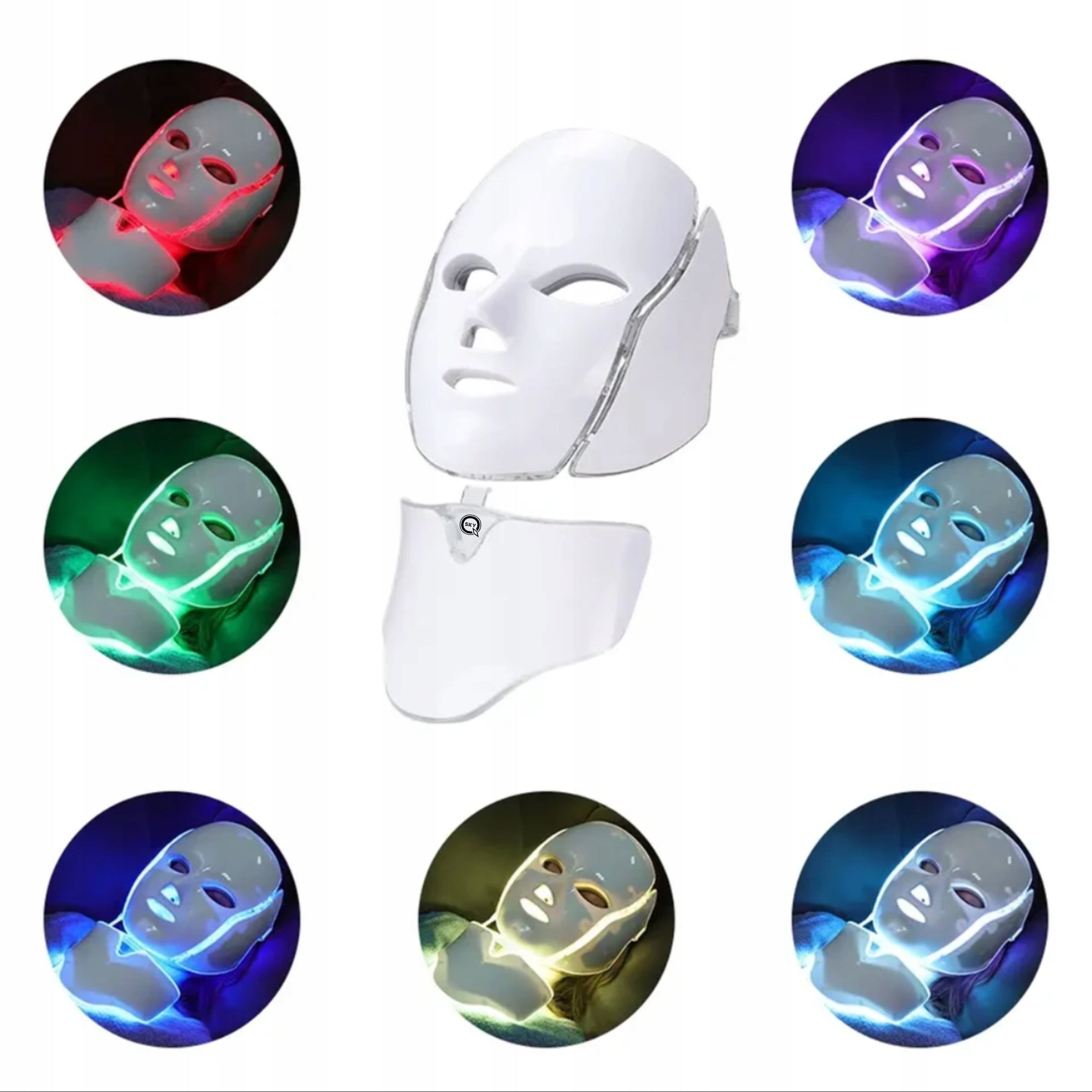 LED MASK 7 COLORS FOR FACE NECK BEAUTIFYING LIFTING QSKY Packaging status original