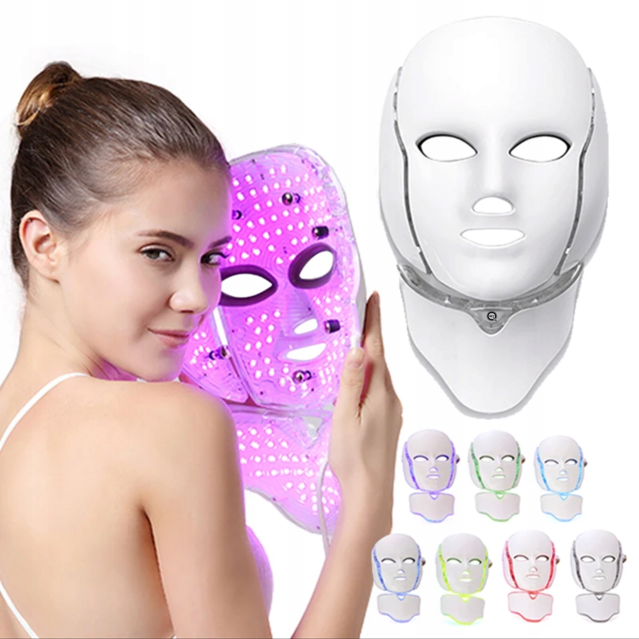 LED MASK 7 COLORS FOR FACE NECK BEAUTIFYING LIFTING QSKY