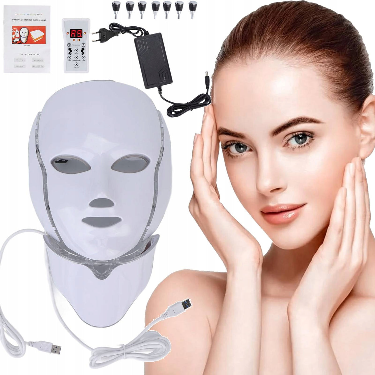 LED MASK 7 COLORS FOR FACE NECK BEAUTIFYING LIFTING