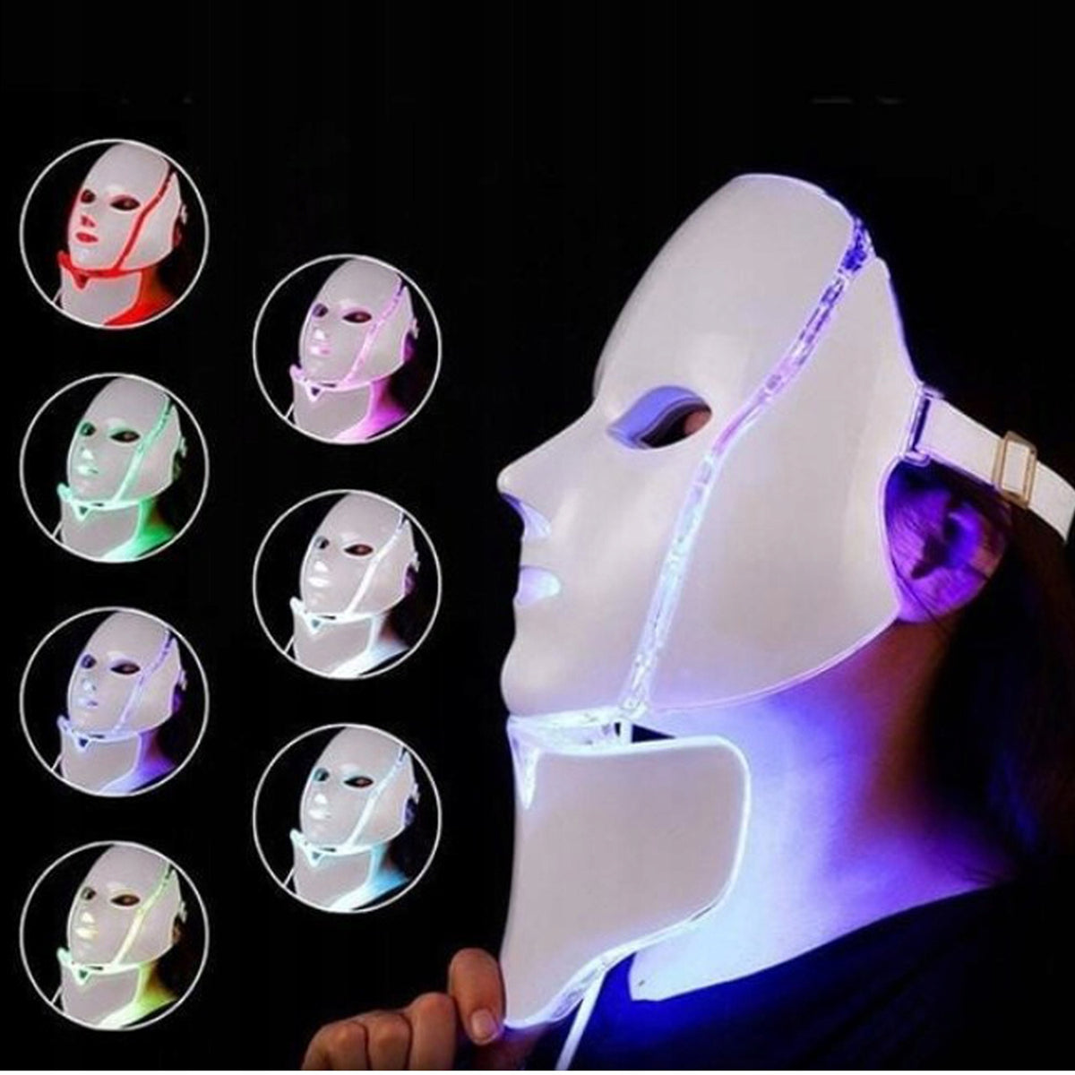 LED MASK 7 COLORS FOR NECK FACE AND CHEST BEAUTIFYING cai Power supply rechargeable battery