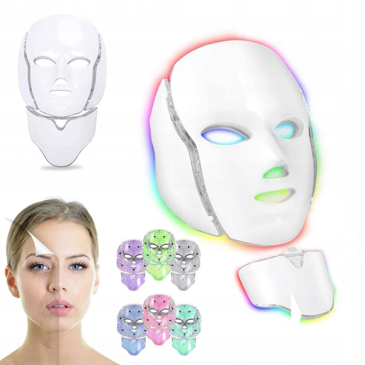 LED MASK 7 COLORS FOR NECK FACE AND CHEST BEAUTIFYING cai