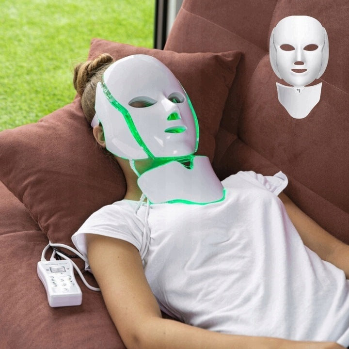 LED MASK 7 COLORS PHOTOTHERAPY FACE NECK HOME DEVICE WHITE MAT Packaging status original