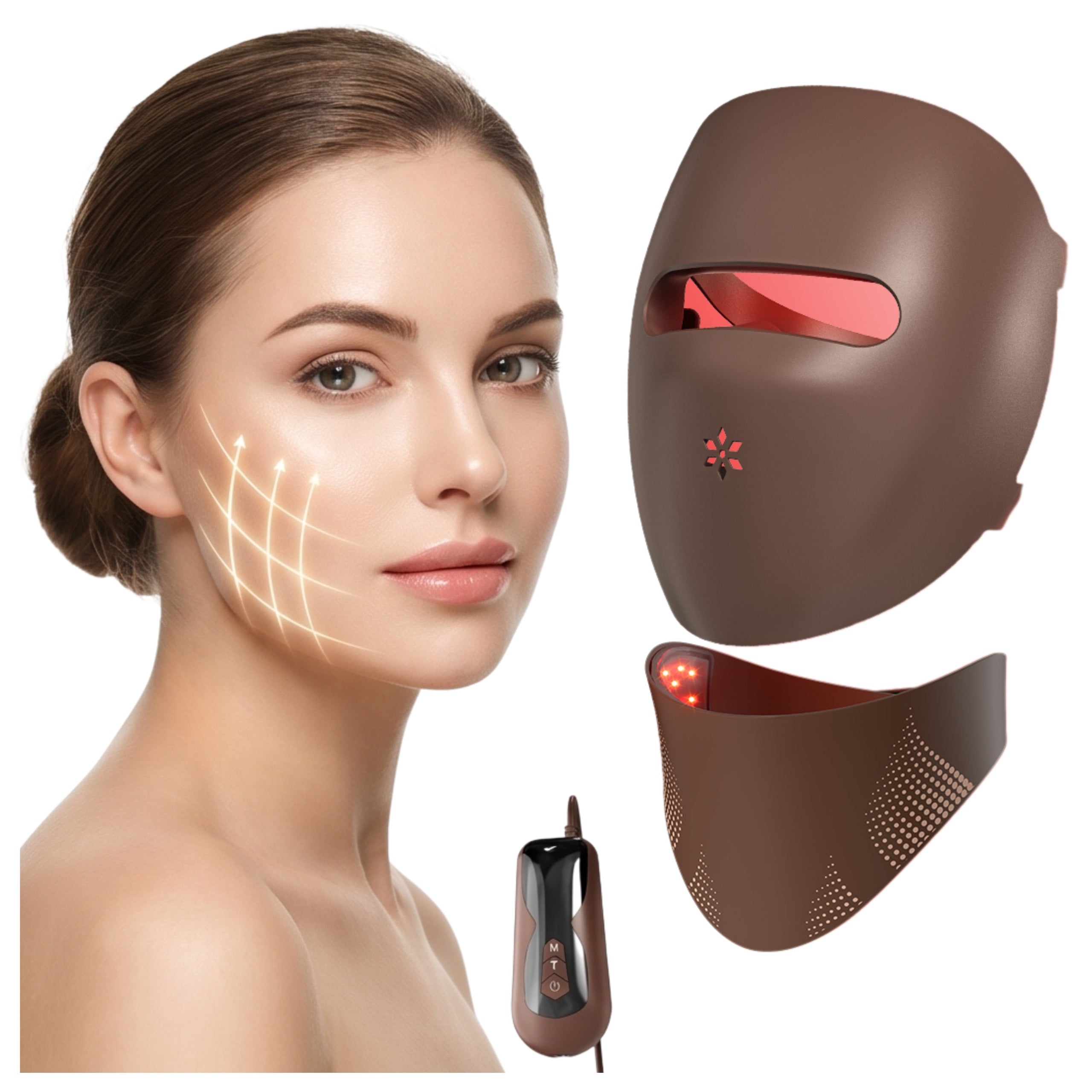 LED MASK + COLLAR WITH RED LIGHT TO REDUCE DISCOLORATION - 9D