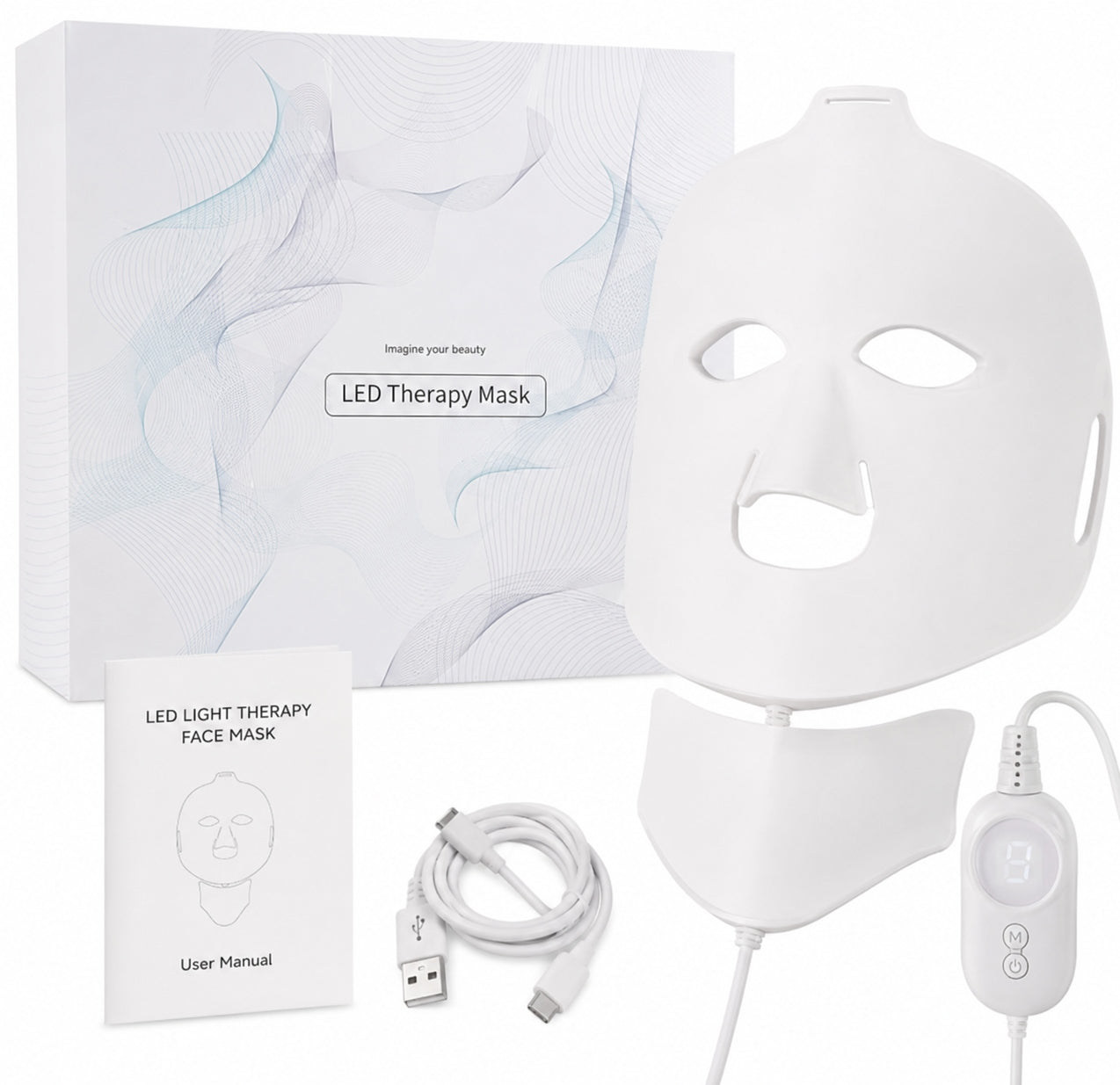 LED MASK FOR FACE AND NECK LIGHT THERAPY REJUVENATING ANTI AGE