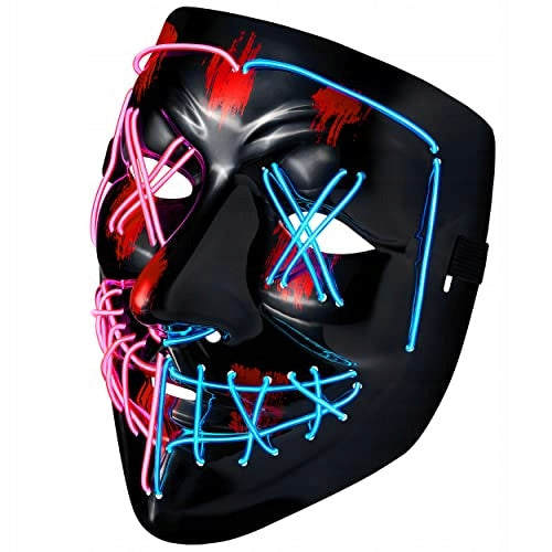 LED MASK RED BLUE 3 LIGHT MODES DJ HALLOWEEN COSPLAY Brand no brand