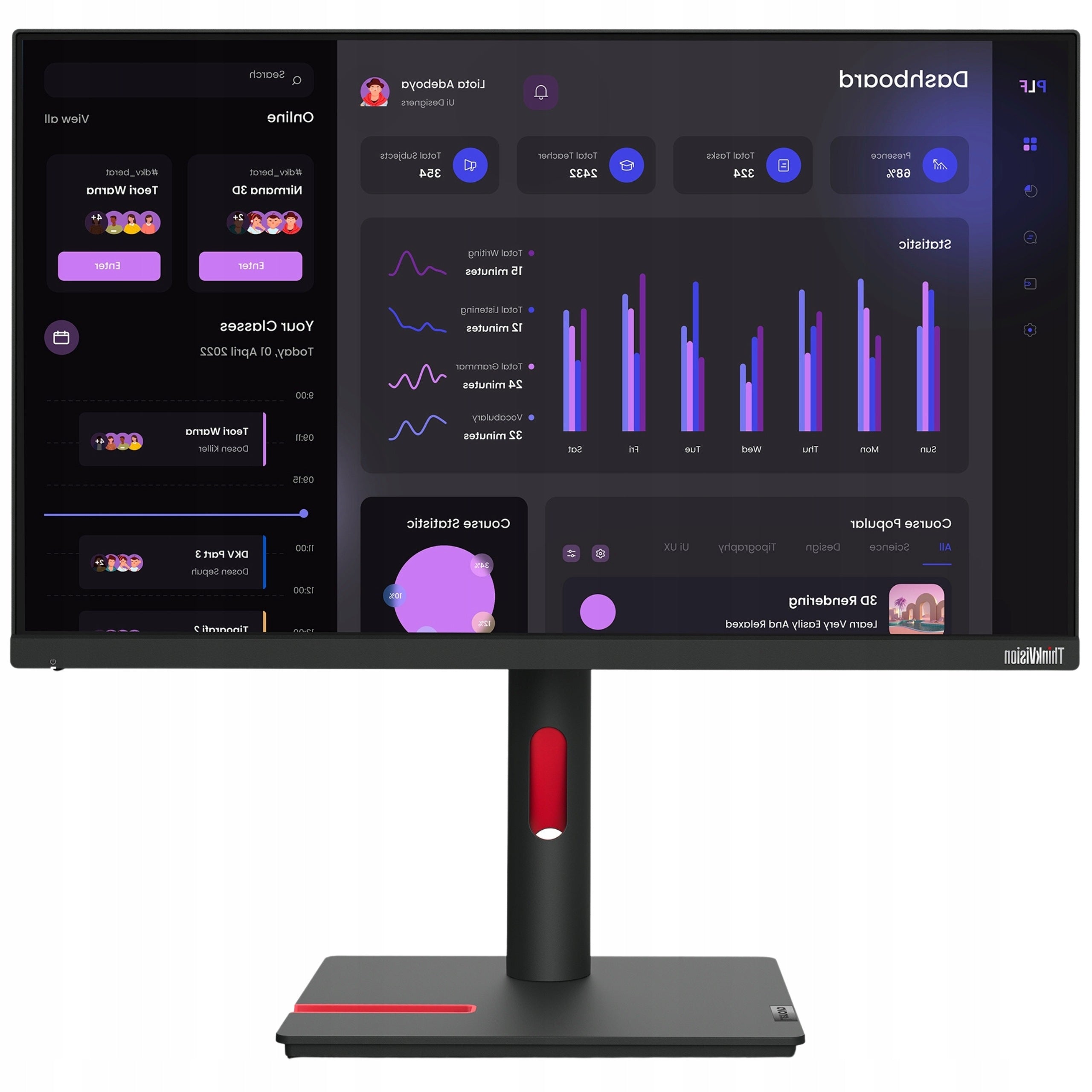 LED Monitor Lenovo 63CFMATXEU 23,8" Cali 1920 x 1080 px IPS / PLS Black