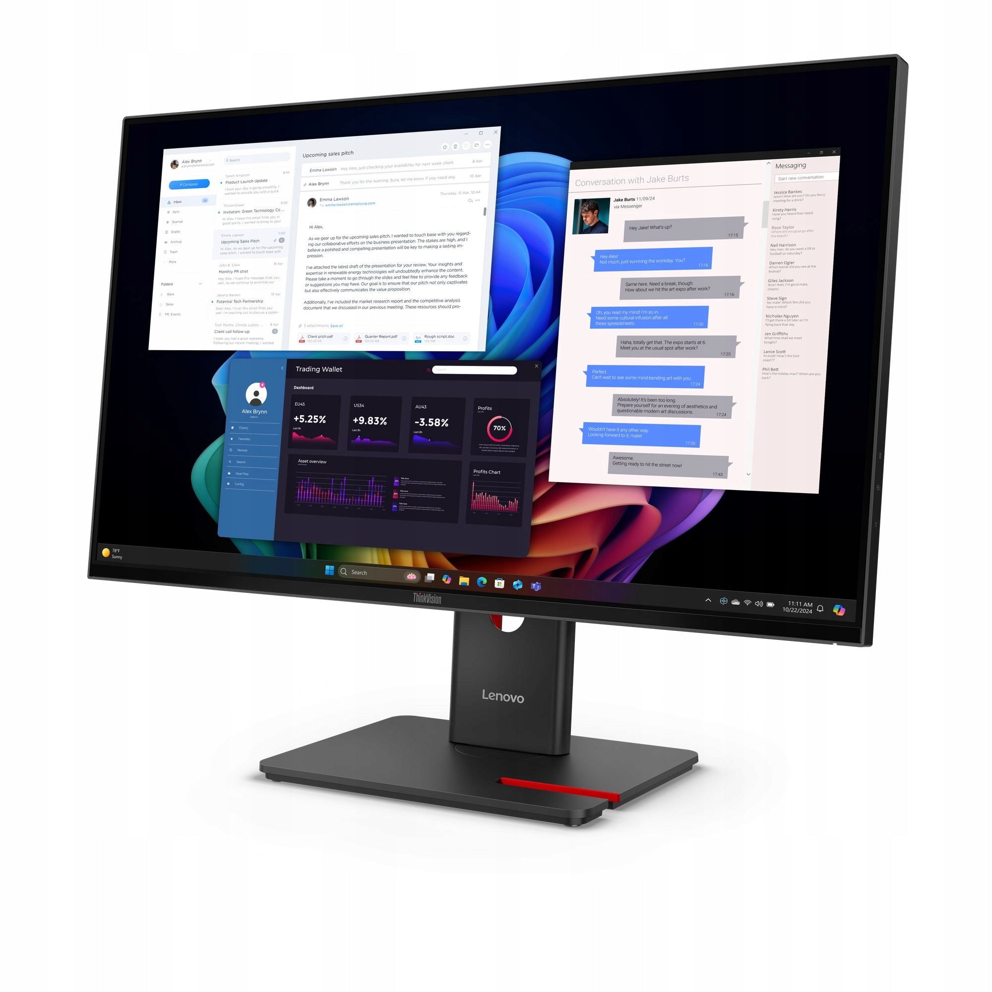 LED Monitor Lenovo ThinkVision T27UD-40 27" 3840 x 2160 px IPS / PLS Brand Lenovo