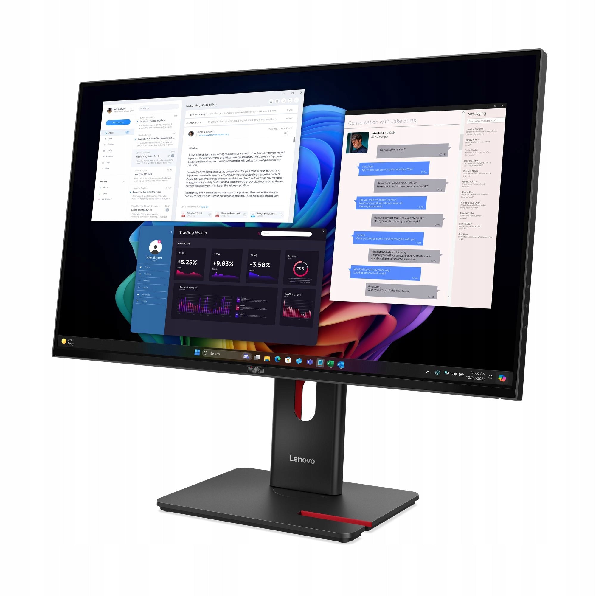 LED Monitor Lenovo ThinkVision T27UD-40 27" 3840 x 2160 px IPS / PLS Model ThinkVision T27UD-40