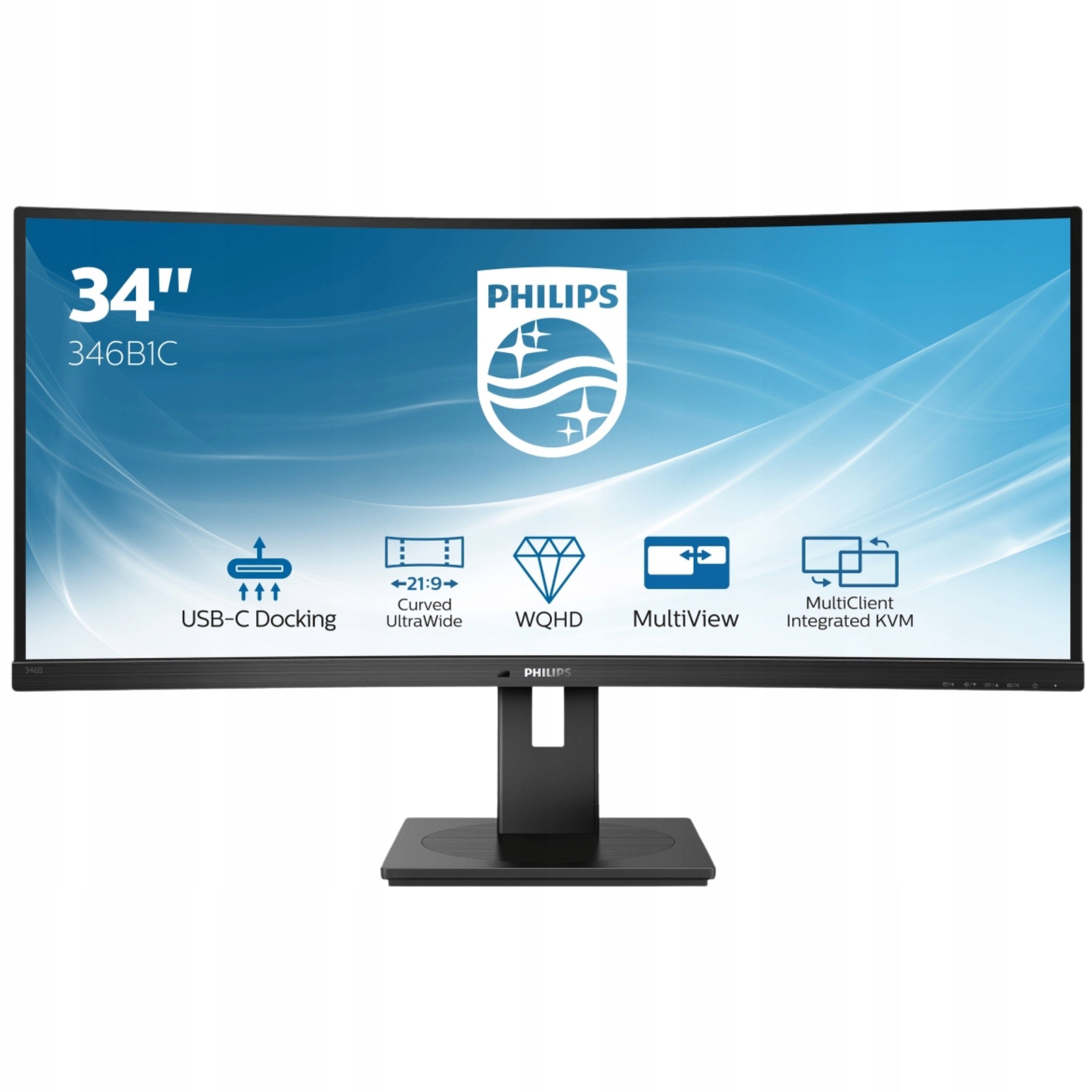 LED Monitor Philips 346B1C UWQHD 34" Cali 3440 x 1440 px VA USB-C KVM 5 ms