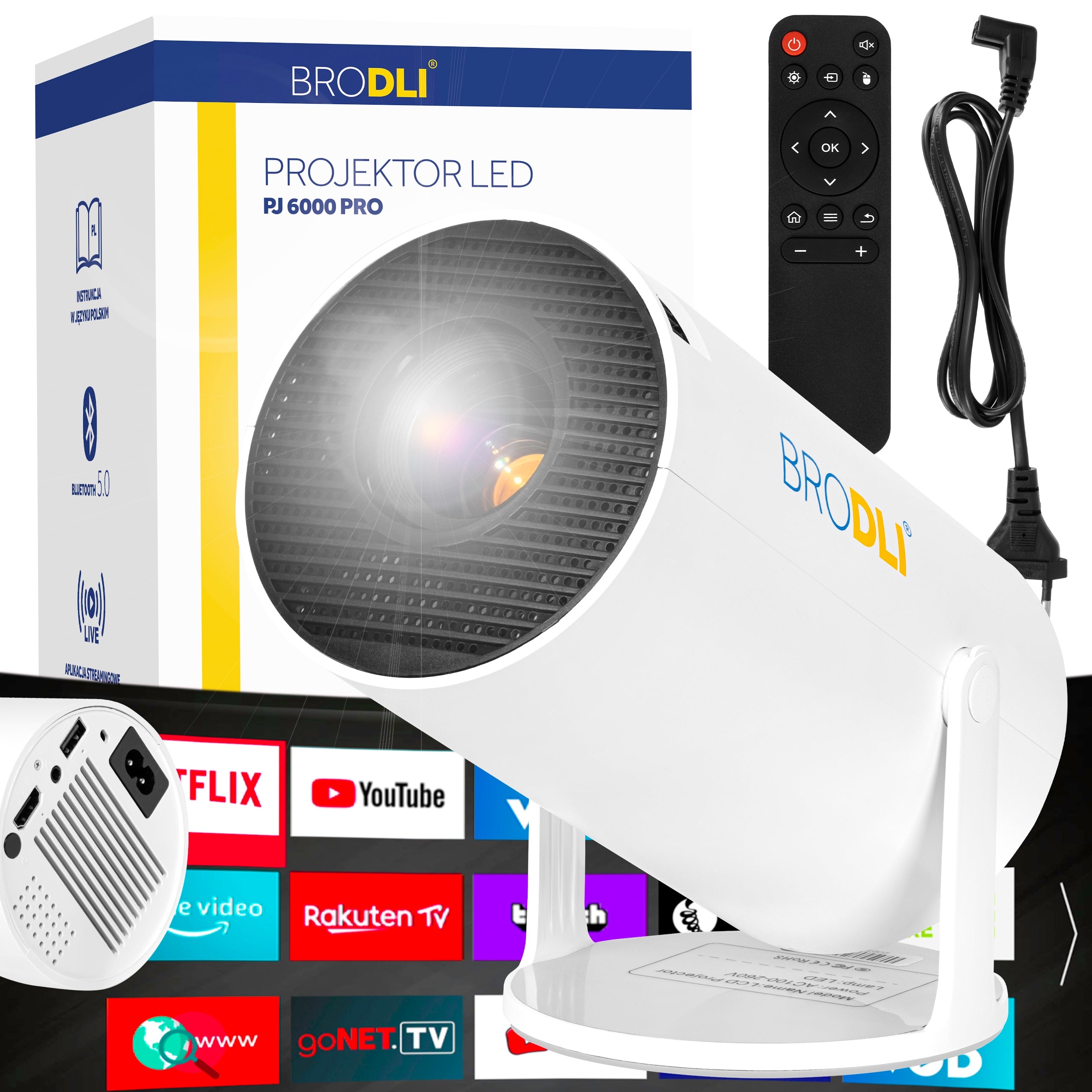LED PROJECTOR PORTABLE MULTIMEDIA PROJECTOR ANDROID TV WI-FI BLUETOOTH