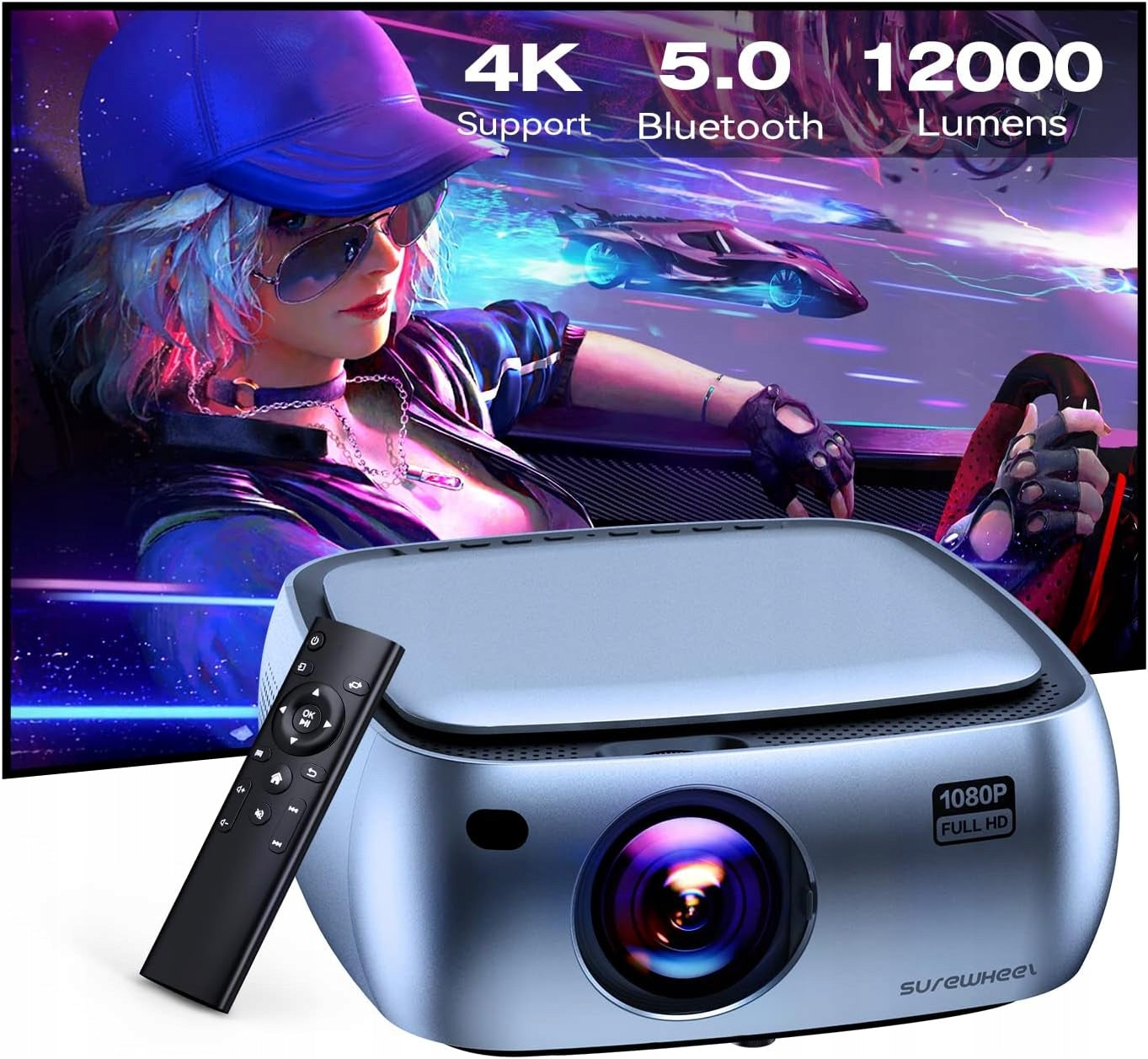 LED PROJECTOR SUREWHEEL K10 PROJECTOR WIFI FULL HD 4K TV 220CALI