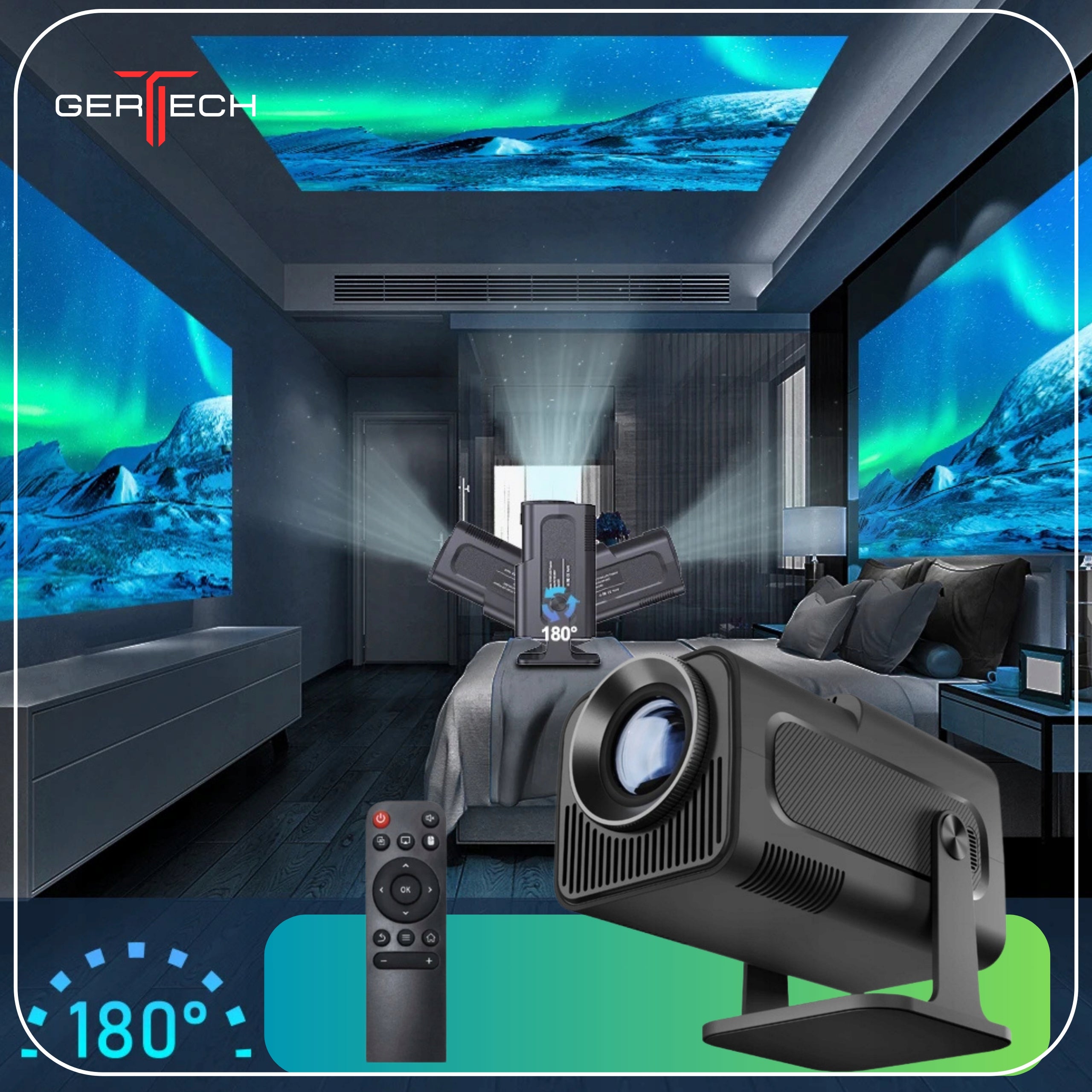 LED Projector Mini Portable Smart Home Theater Android 4K Rotary EAN (GTIN) 5907344712215