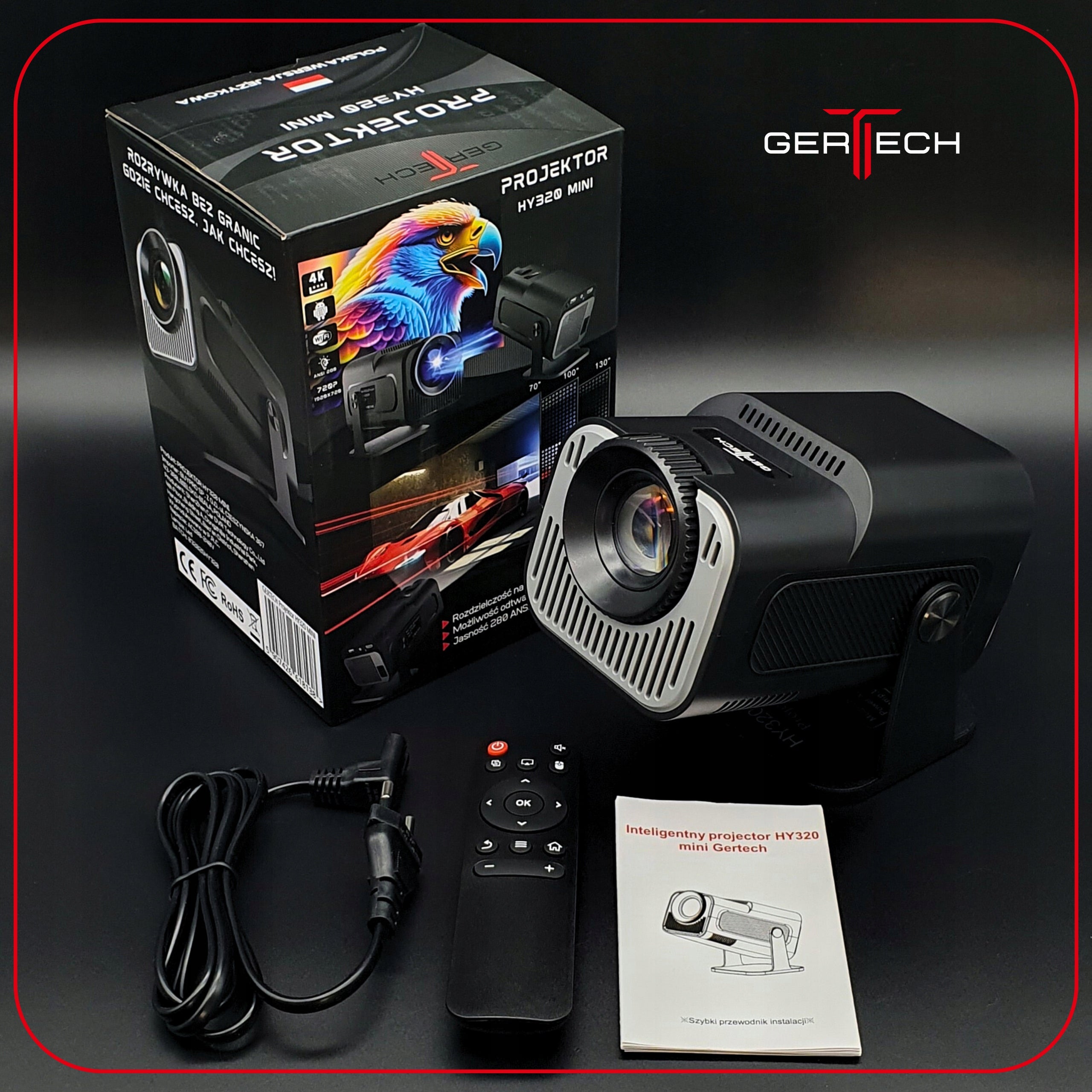 LED Projector Mini Portable Smart Home Theater Android 4K Rotary Packaging status original