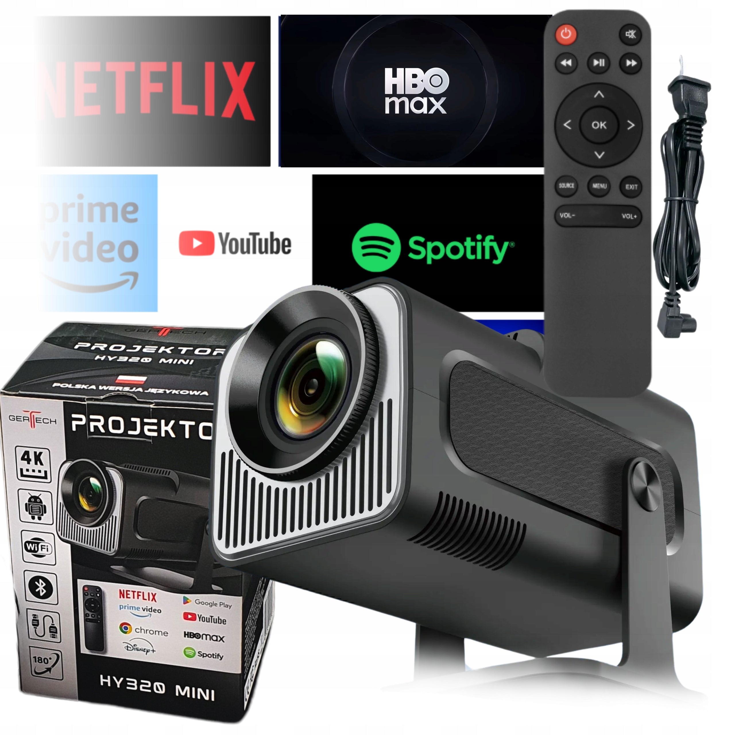 LED Projector Mini Portable Smart Home Theater Android 4K Rotary