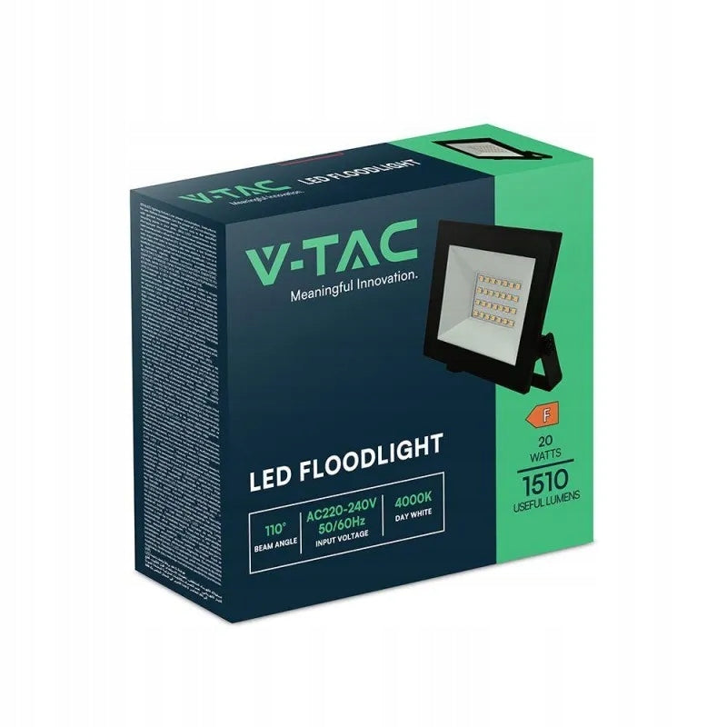 LED Projector V-TAC 20W LED SMD 6500K Black VT-44022 6500K 1510lm Color temperature 6500 K