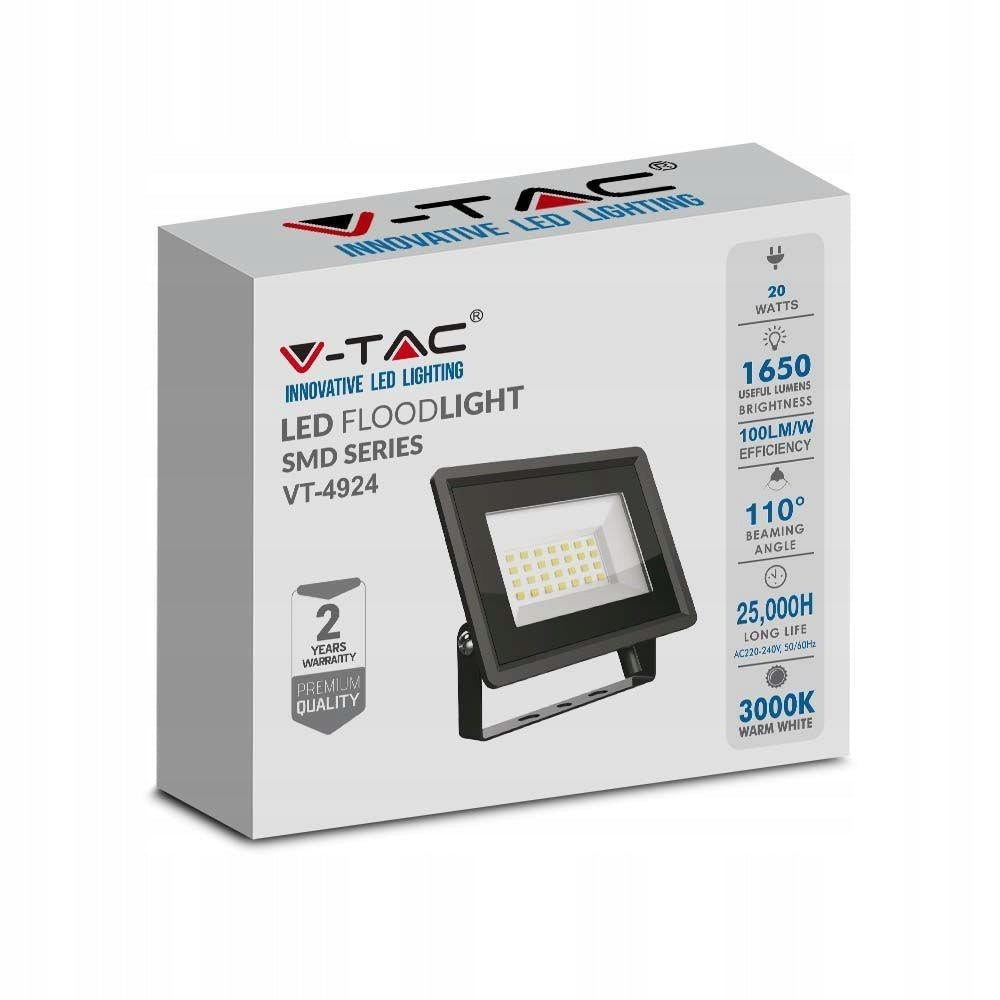 LED Projector V-TAC 20W SMD F-CLASS Black VT-4924-B 4000K 1650lm Color black