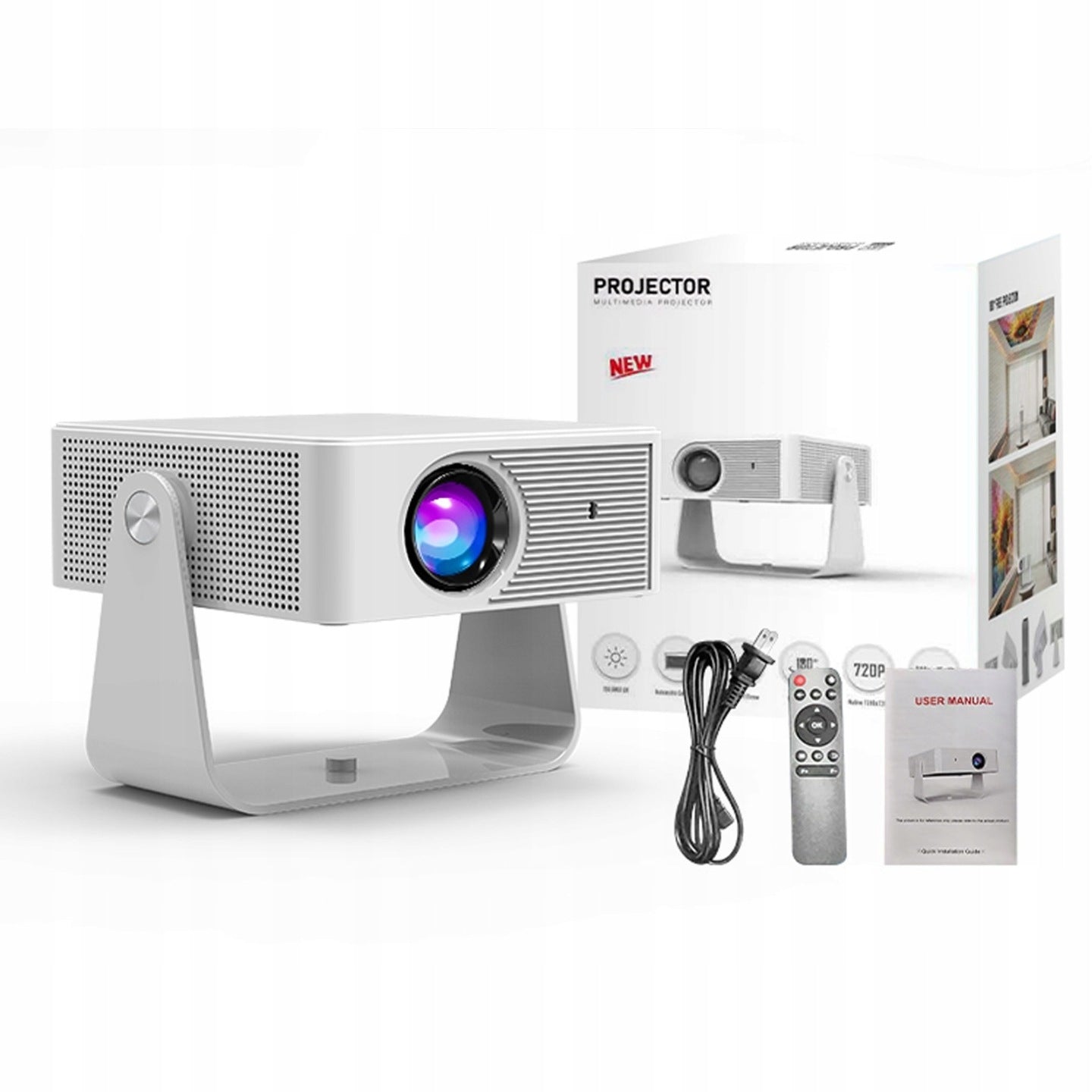 LED Projector X3 Blossom Android Rotating 4K Mini Speaker White