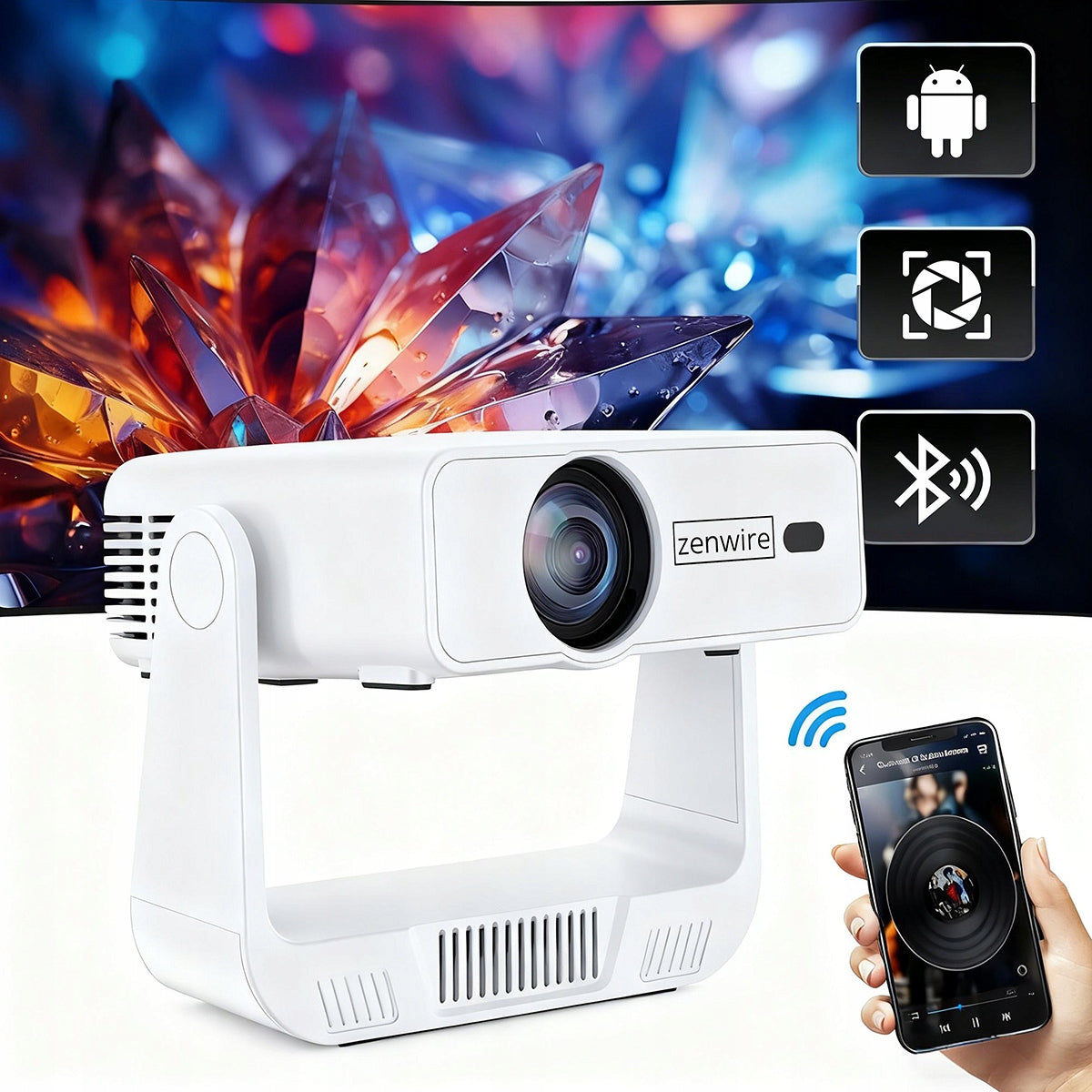 LED Projector Zenwire Projector Beamer USB-C WiFi 4K PrimeView IMC260 white Brand Zenwire