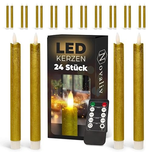 LED ROD CANDLES GOLD WITH TIMER WAX NATURAL DECORATION 2 PCS Brand no brand