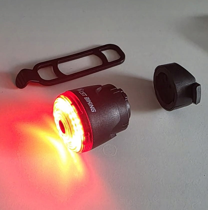 LED Rear Light Intelligent WEST BIKING Braking Sensor 6 Modes Kind rear-facing