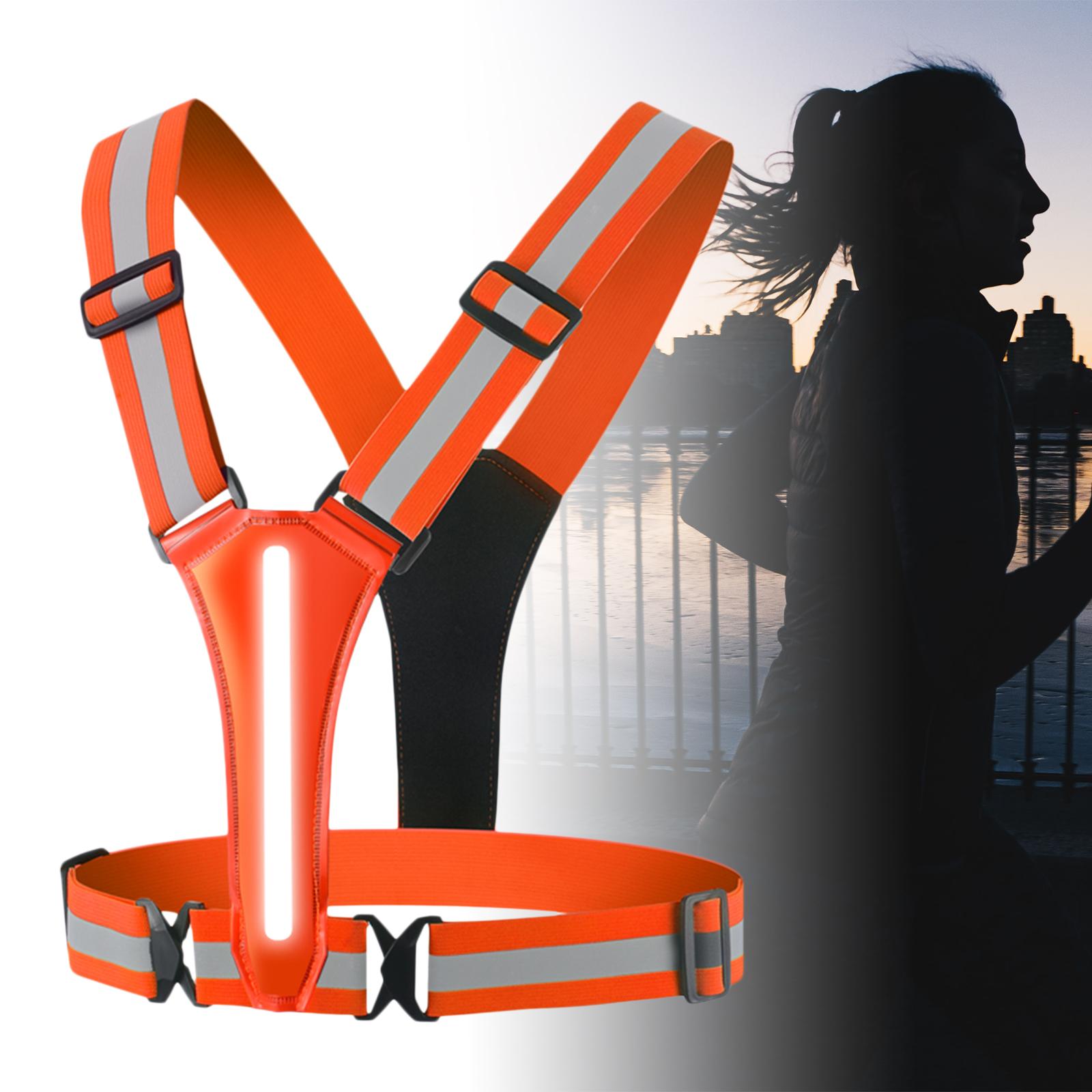 LED Reflective Vest Adjustable Rechargeable 3 Modes Protector Orange Power supply rechargeable battery