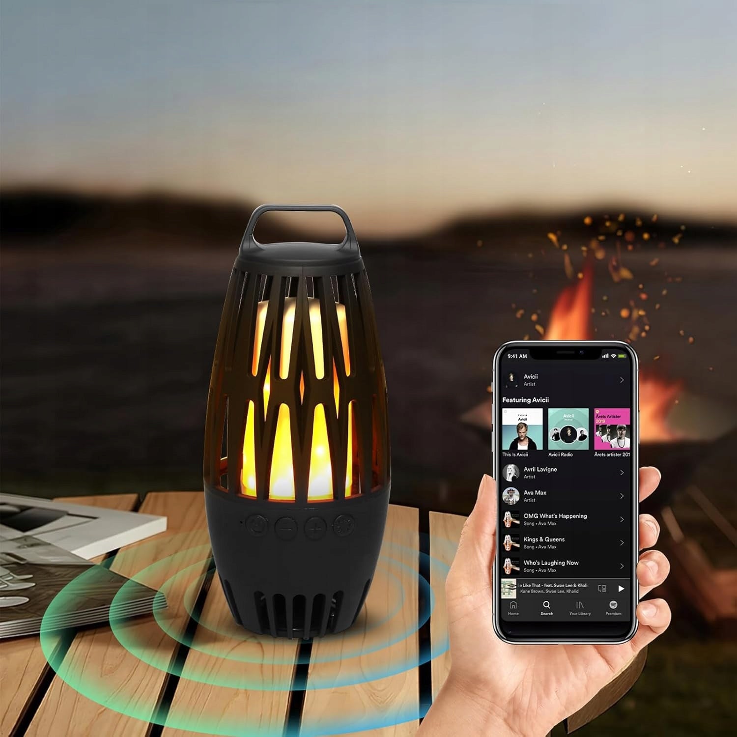 LED SPEAKER WITH CANDLE FLAME EFFECT ATMOSPHERIC BLACK FLAME Manufacturer code 8196648