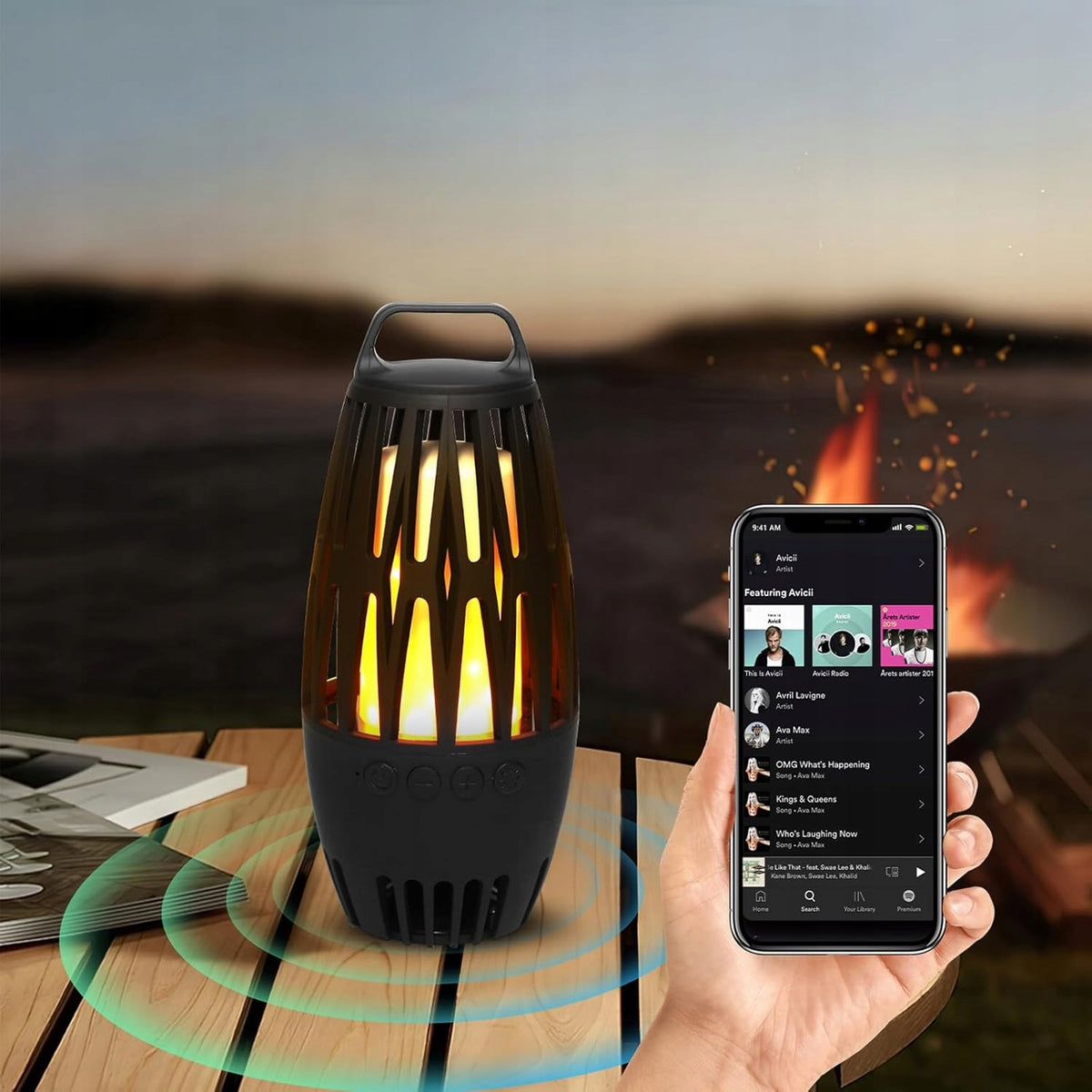 LED SPEAKER WITH CANDLE FLAME EFFECT ATMOSPHERIC BLACK FLAME Manufacturer code 8196648
