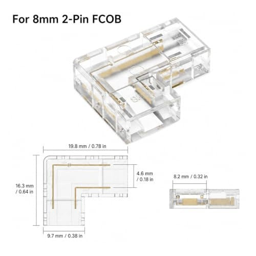 LED STRIP CONNECTOR 8MM COB ANGLE SET WITHOUT SOLDERING FOR KITCHEN steel Manufacturer code Bez marki