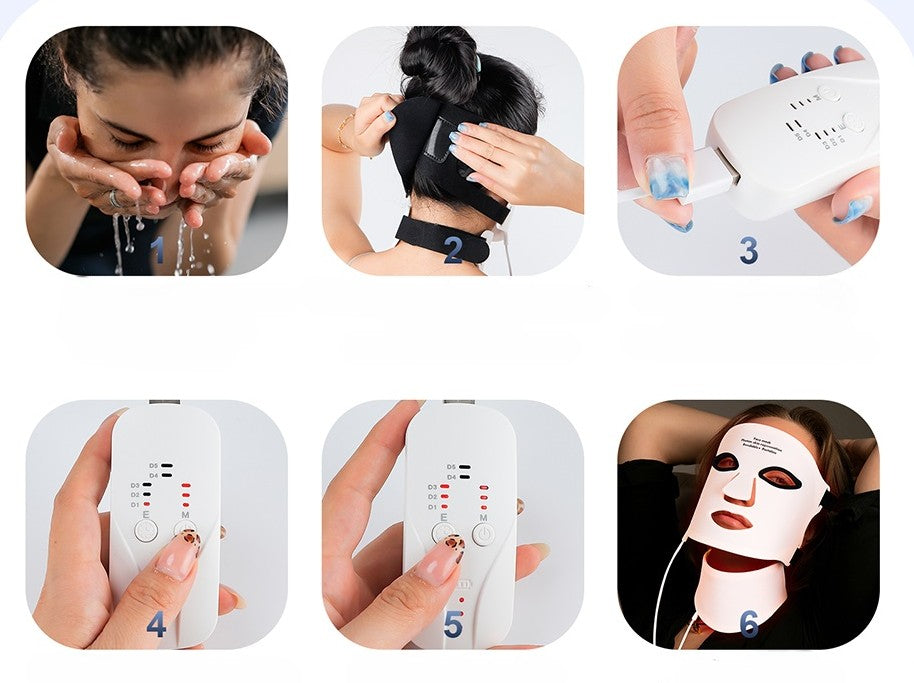 LED Silicone Face and Neck Mask - Red Light Therapy, 7 Colors Manufacturer code 92604280148