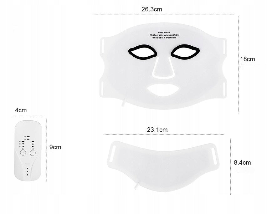 LED Silicone Face and Neck Mask - Red Light Therapy, 7 Colors Packaging status original