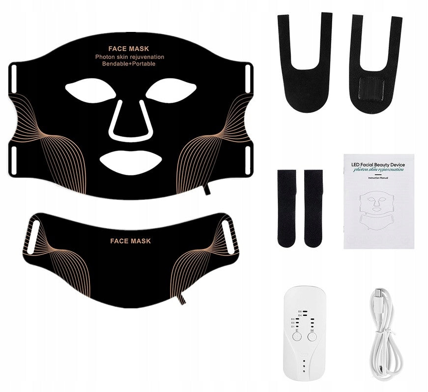 LED Silicone Face and Neck Mask - Red Light Therapy, 7 Colors