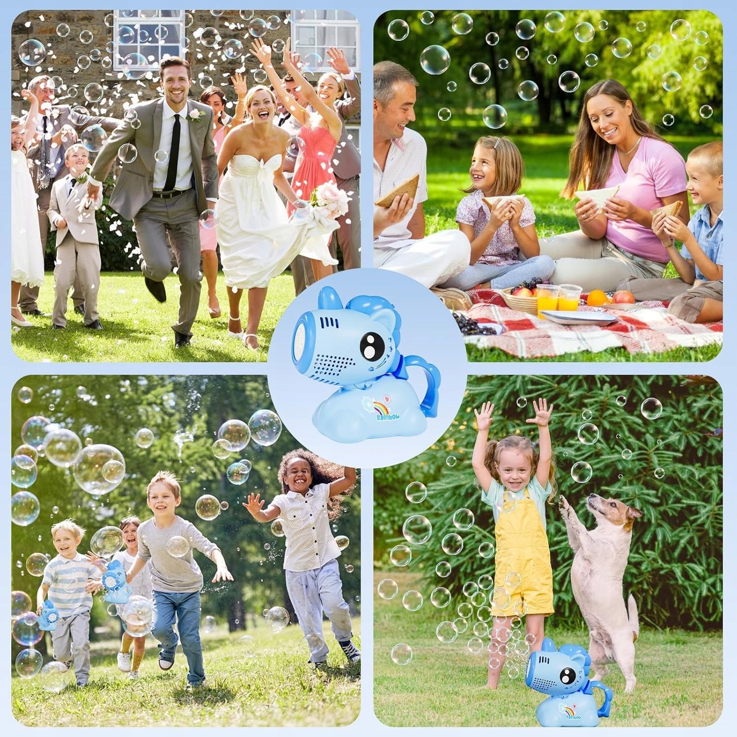 LED Soap Bubble Gun Machine for Kids + 100ml Liquid Blue Kid's age 3＋ years