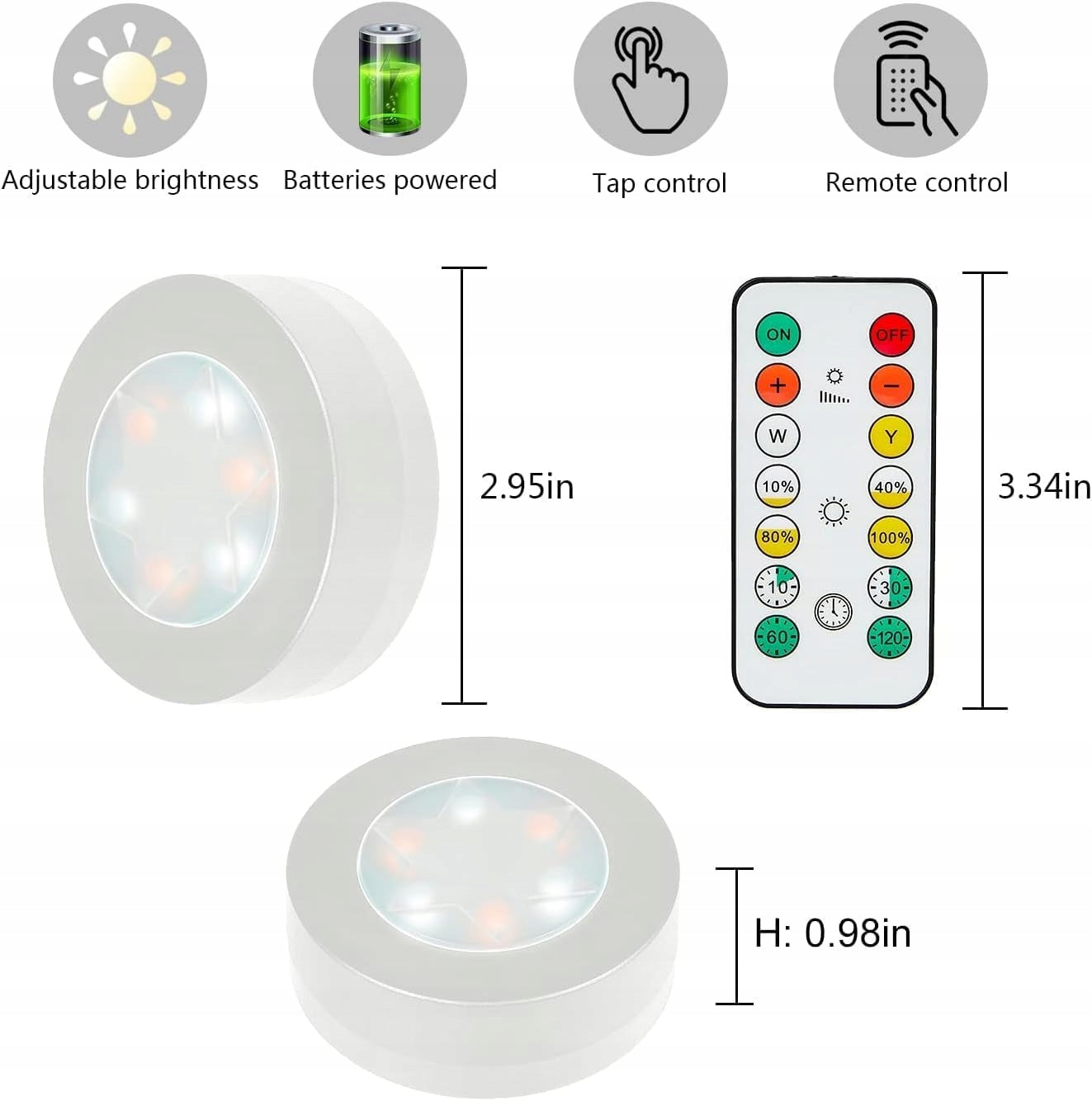 LED UNDER CABINET LIGHTING REMOTE CONTROL ADJUSTABLE BATTERY BRIGHTNESS Packaging status original